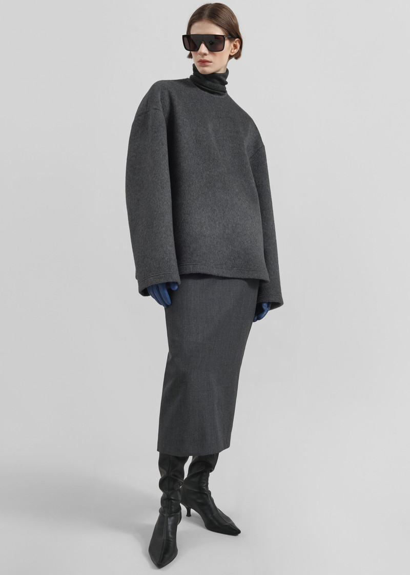 Delancey Long Sleeve Wool Top - Dark Grey Melange 7