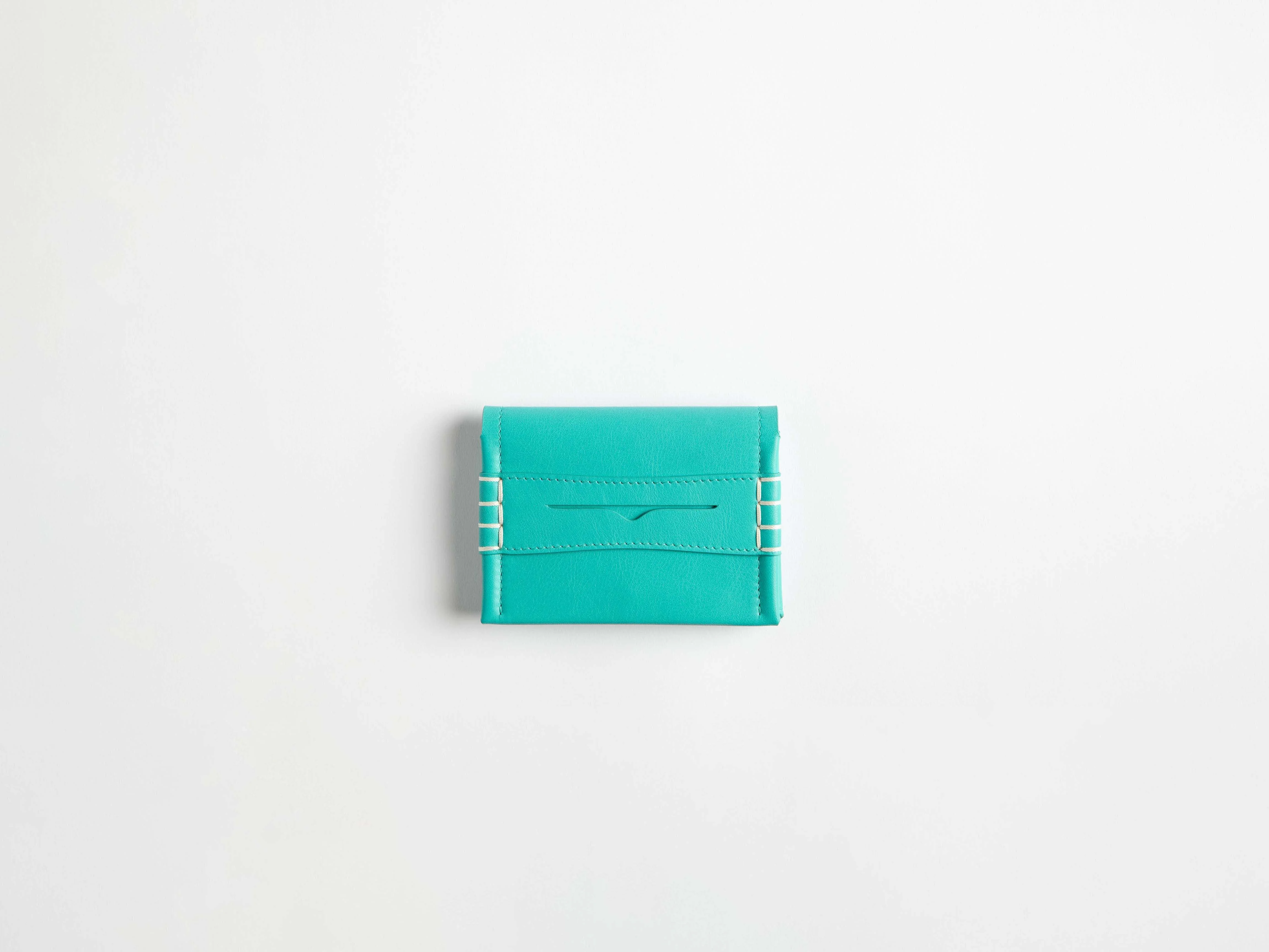 LEATHER LOAFER CARD HOLDER IN TURQUOISE - 1