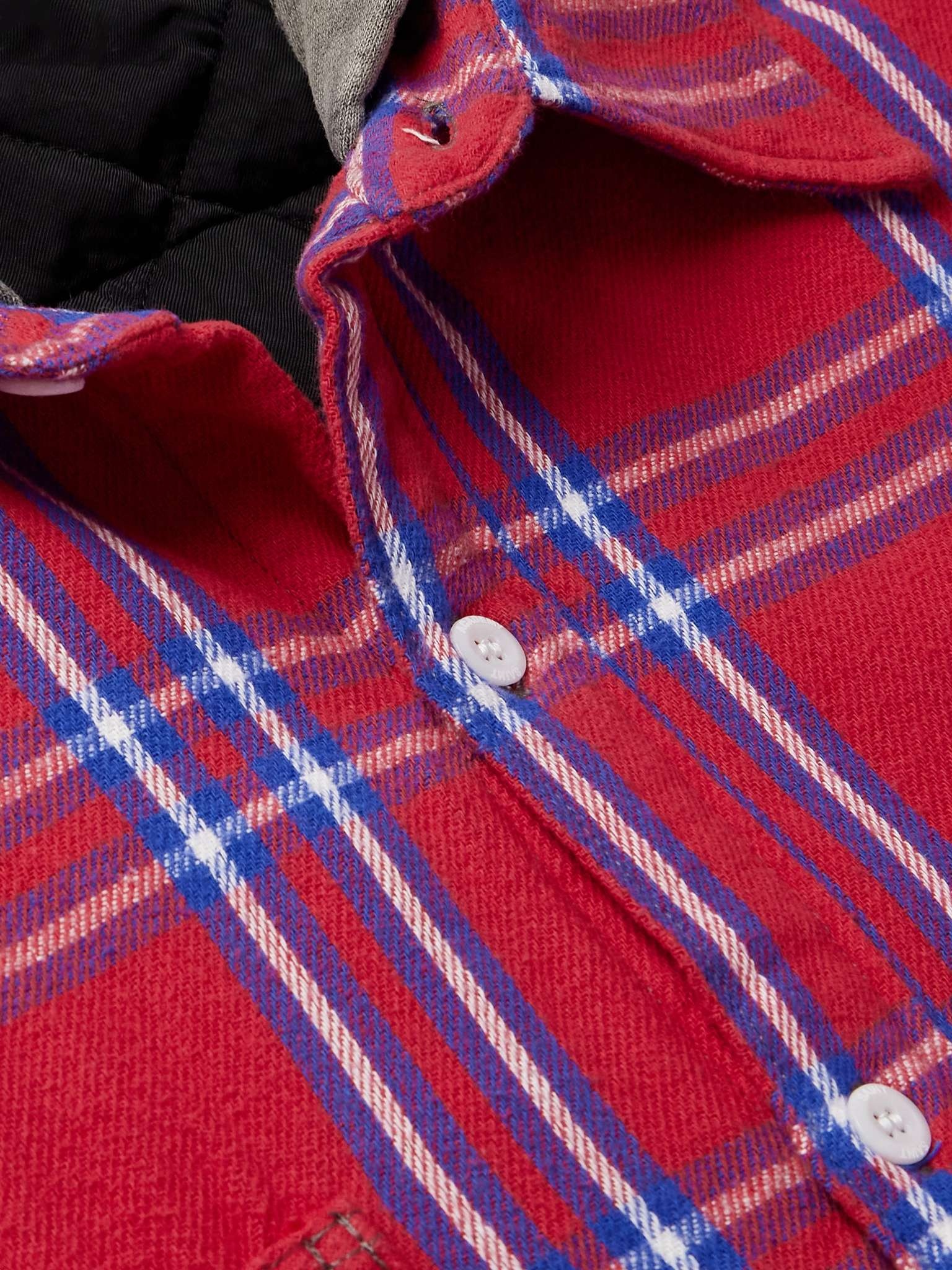 Jersey-Trimmed Padded Checked Cotton-Flannel Hooded Overshirt - 4