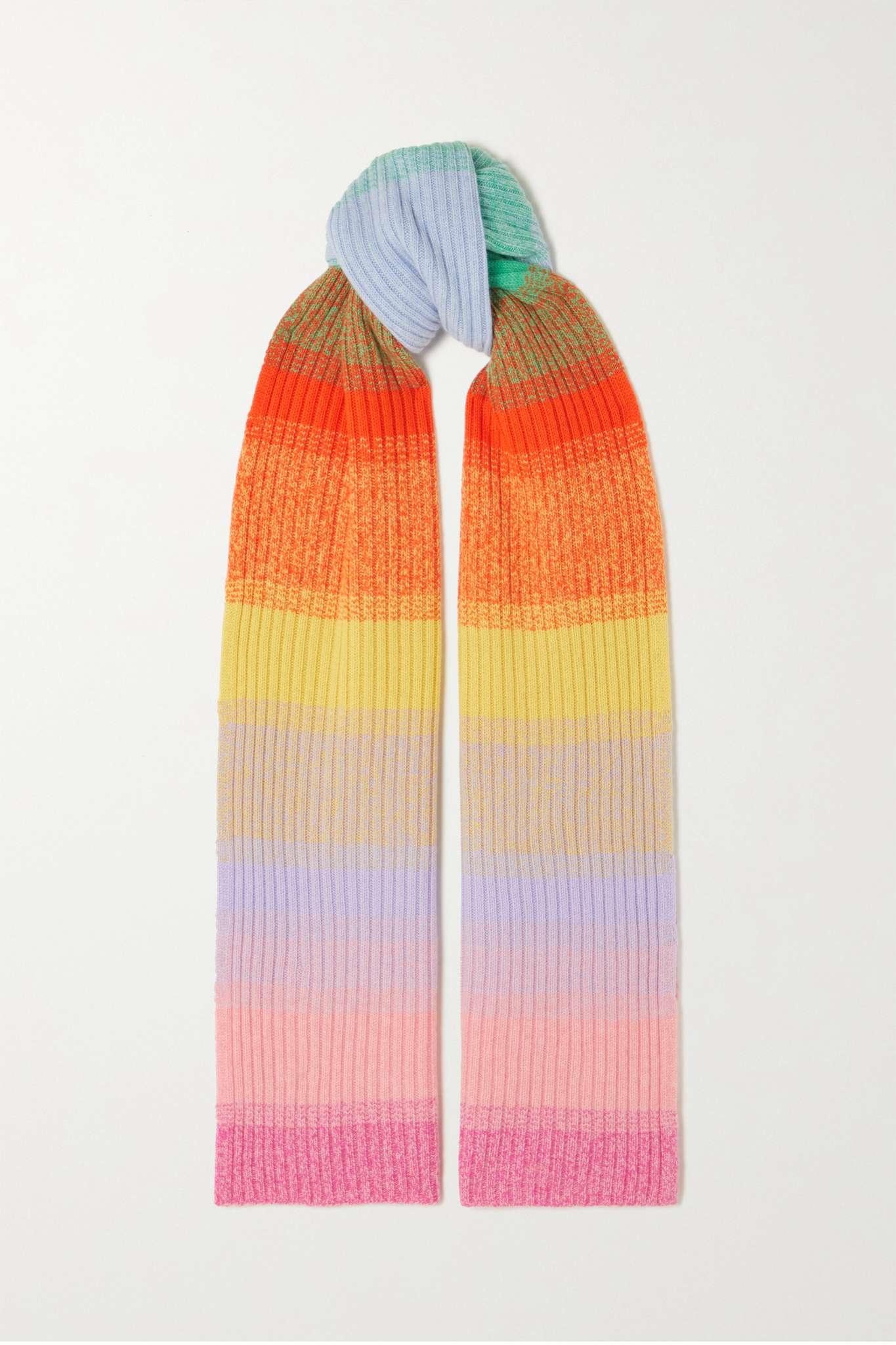 Morphed striped ribbed cashmere scarf - 1