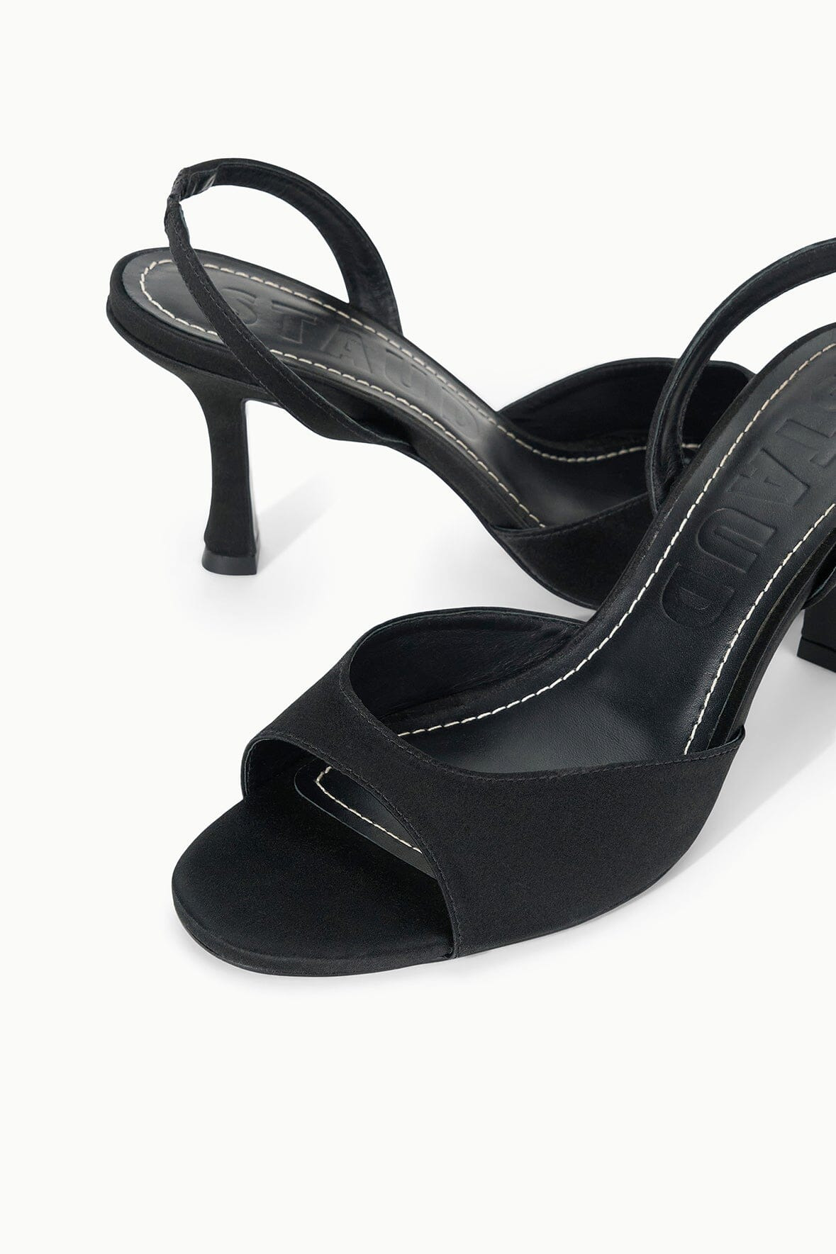 STAUD BRIGITTE HEEL BLACK SATIN 2 - 6