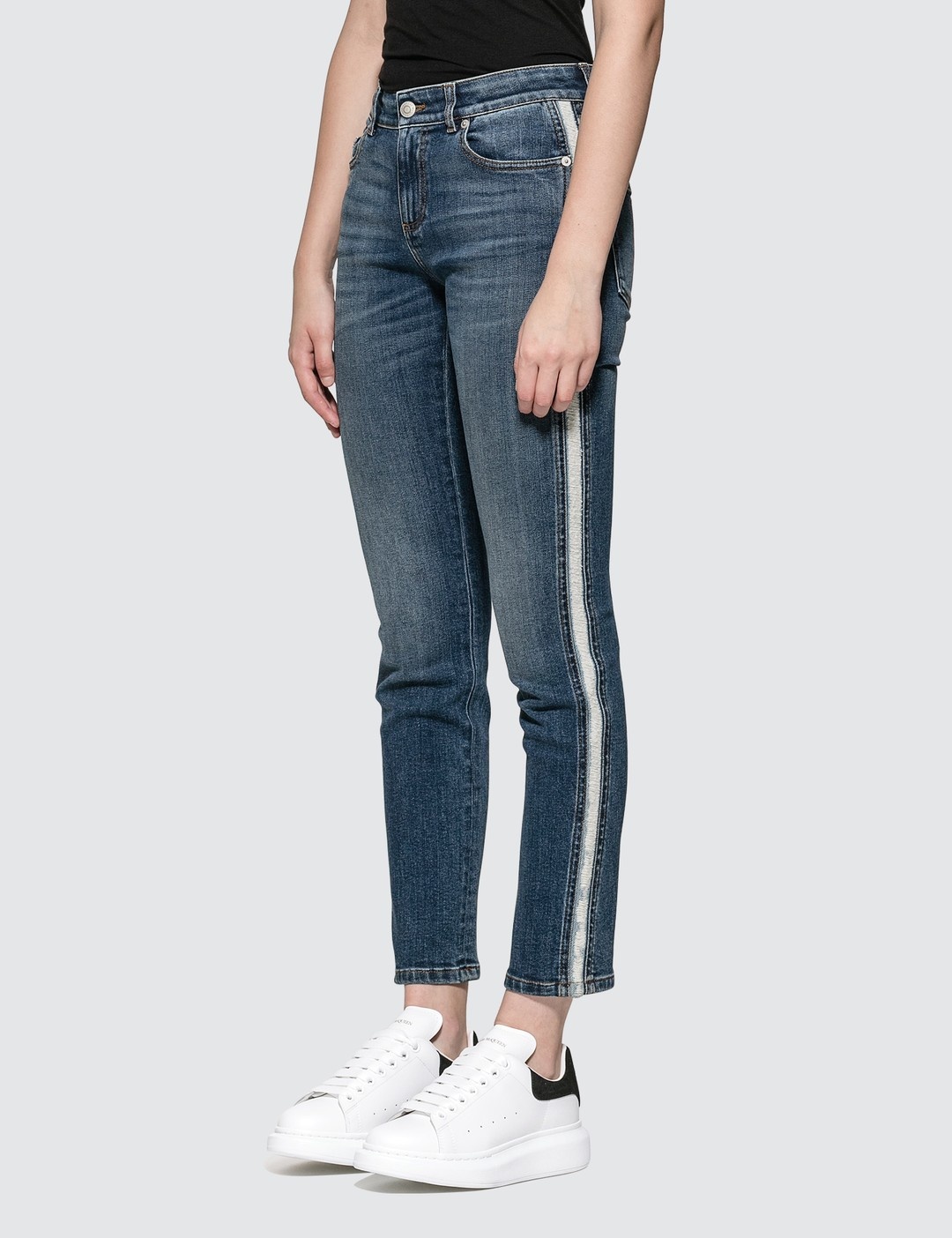 SIDE PIPED SKINNY JEANS - 2