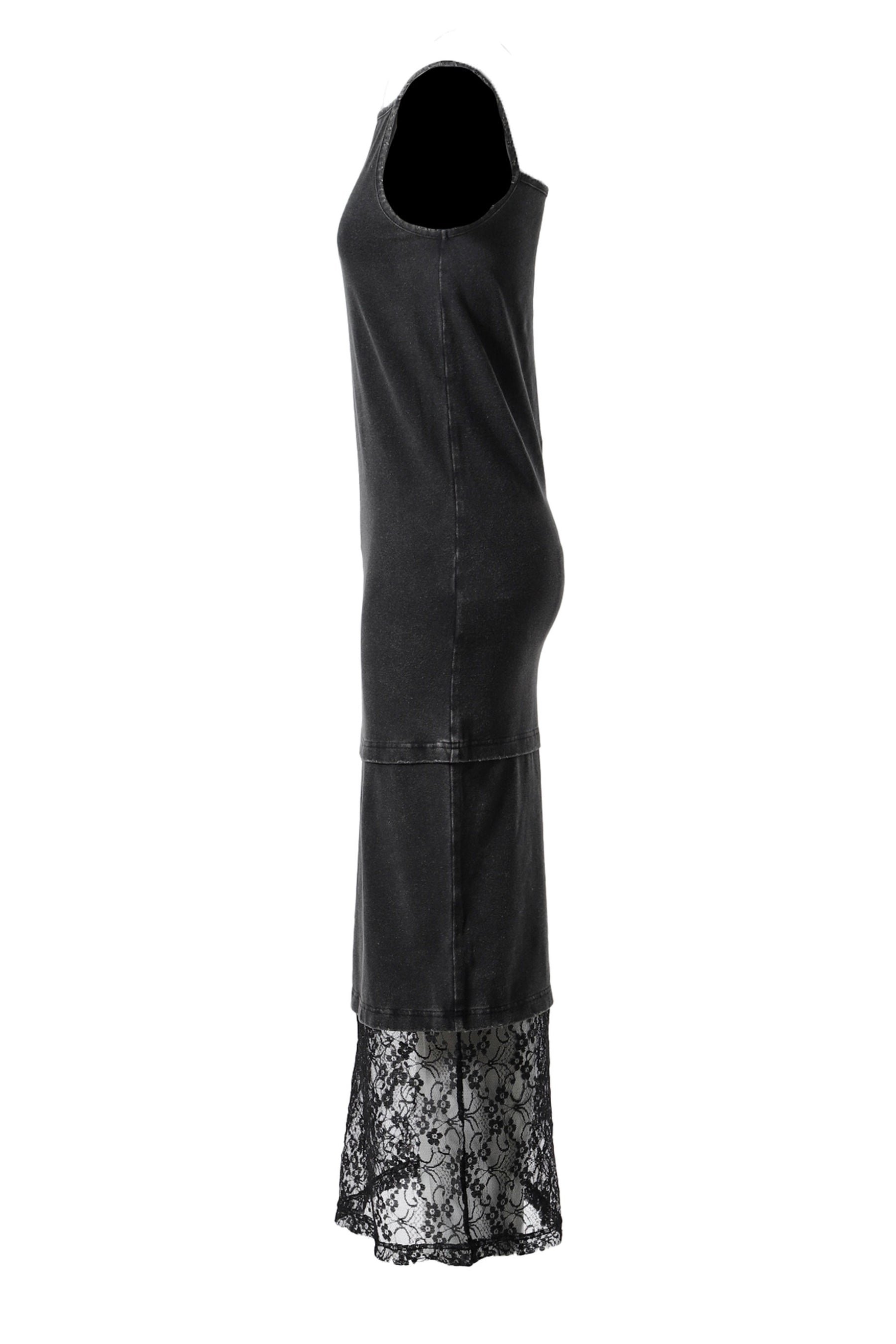 BLACK WOMENS LAYERED SLEEVELESS LONG DRESS / BLK - 3