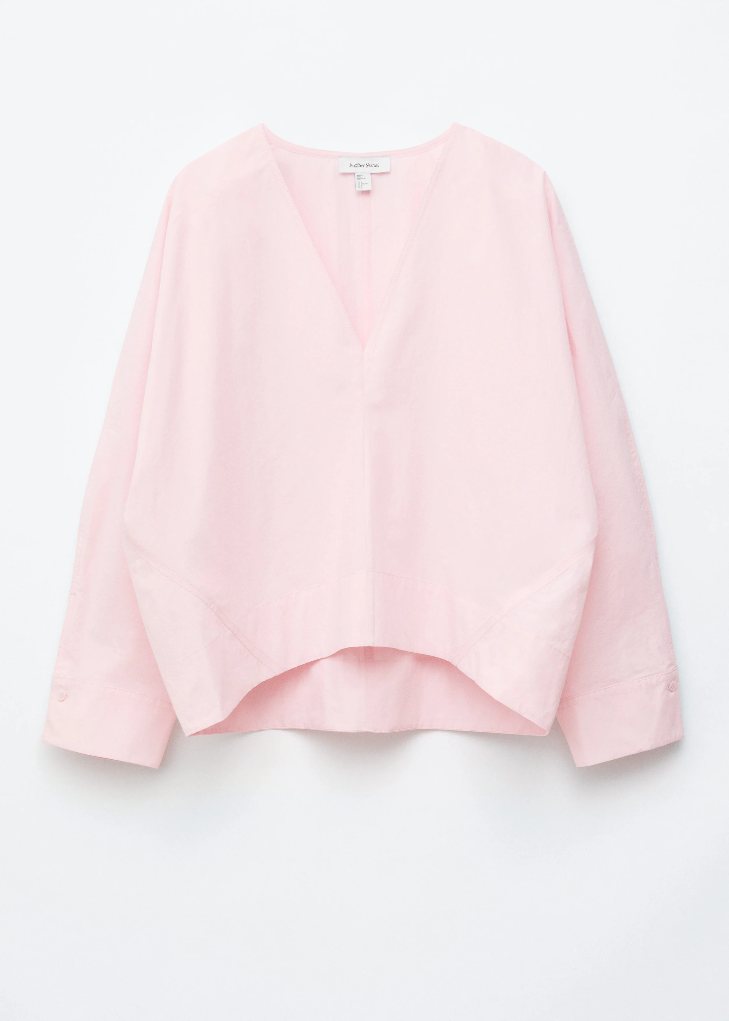 Sculptural Cotton V-Neck Blouse - 1