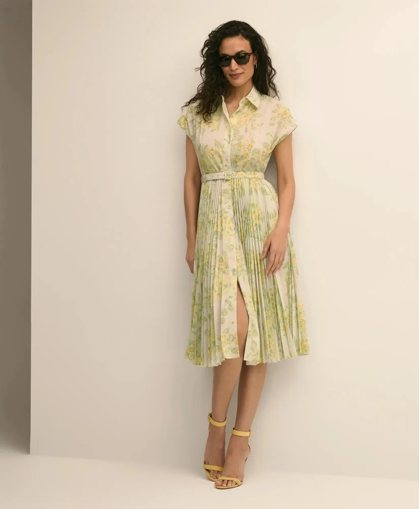 Floral A-Line Belted Shirt Dress - 1