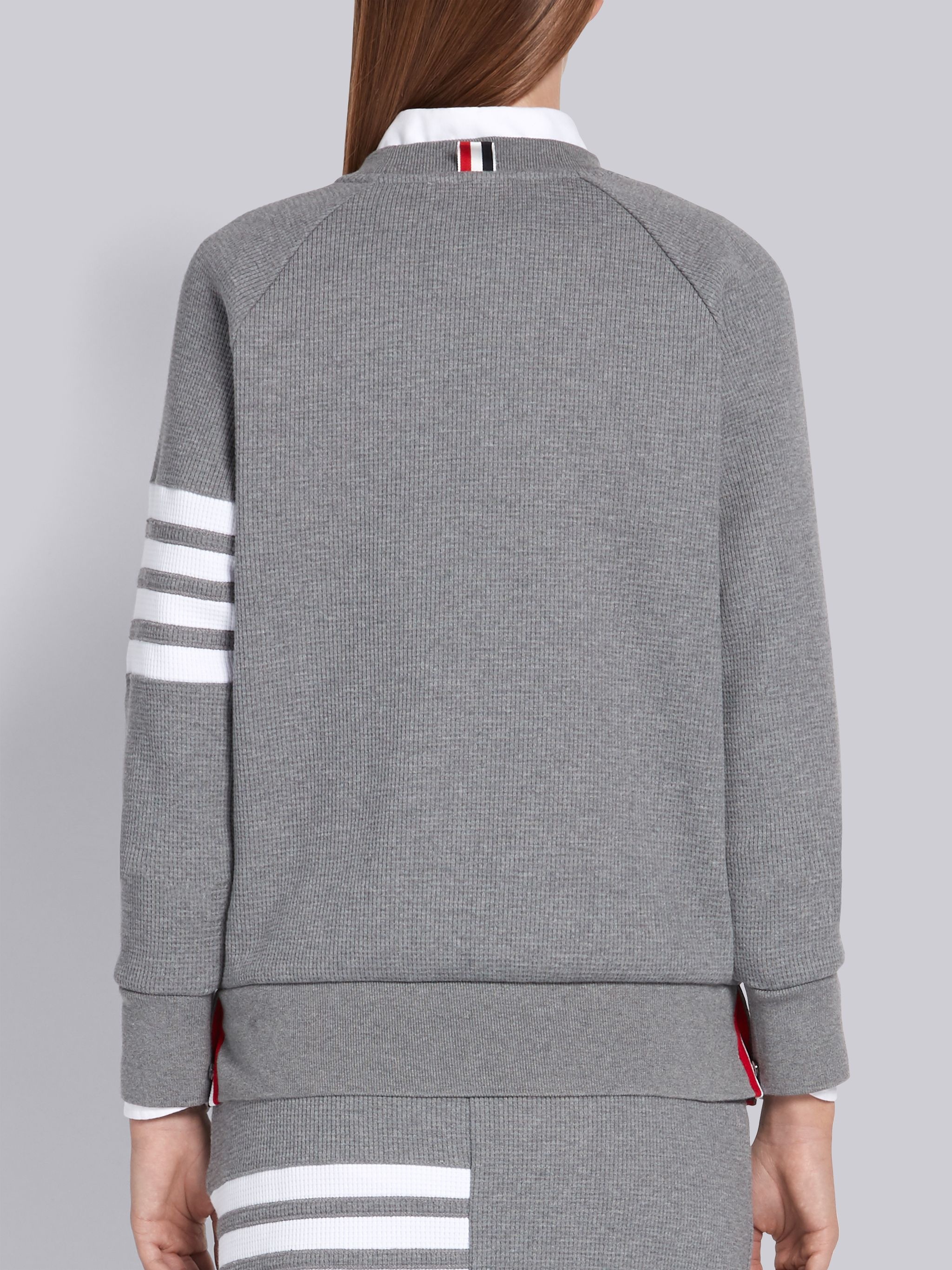 Medium Grey Waffle Crewneck 4-Bar Sweatshirt - 3