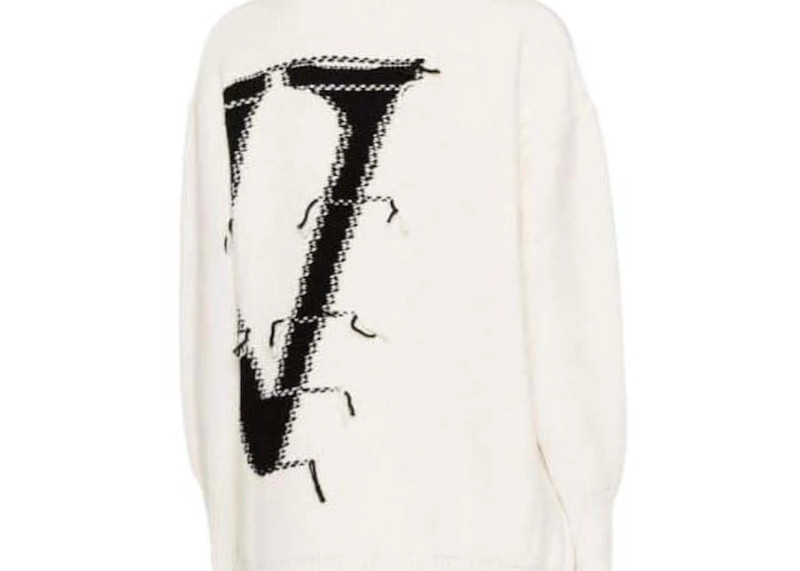 Off-White OFF-WHITE OW Maxi Logo-Intarsia Jumper White/Black outlook