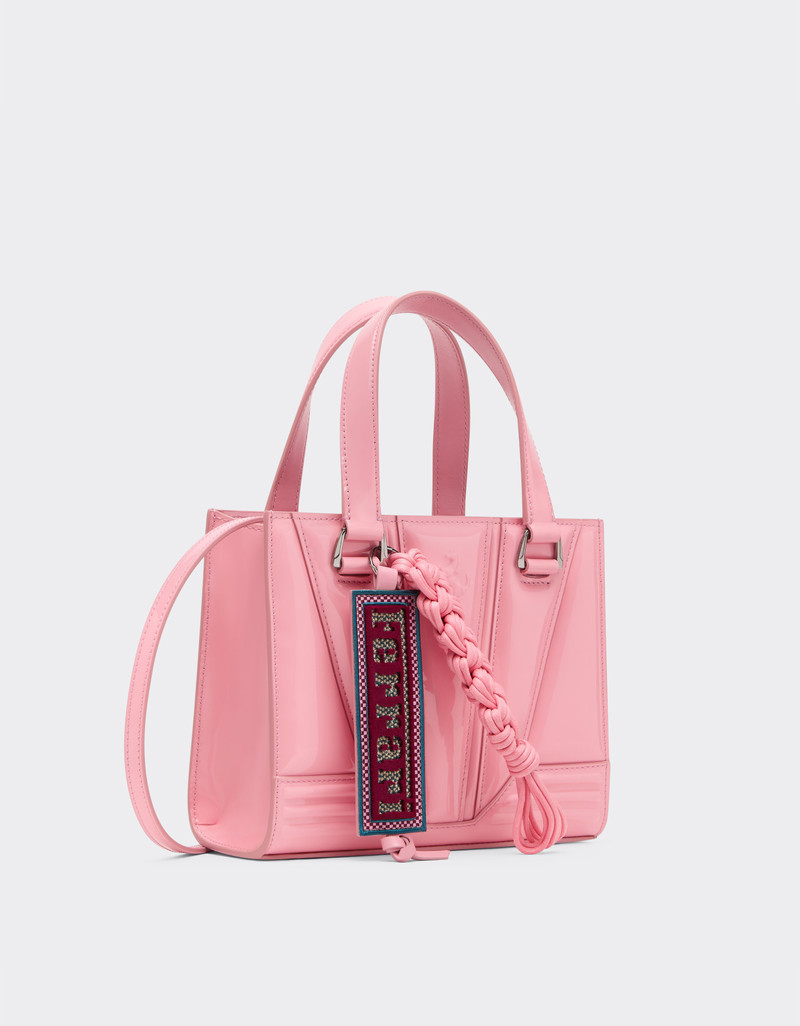 Reconditioned by Ferrari GT mini tote bag in patent leather with scoubidou detail 4