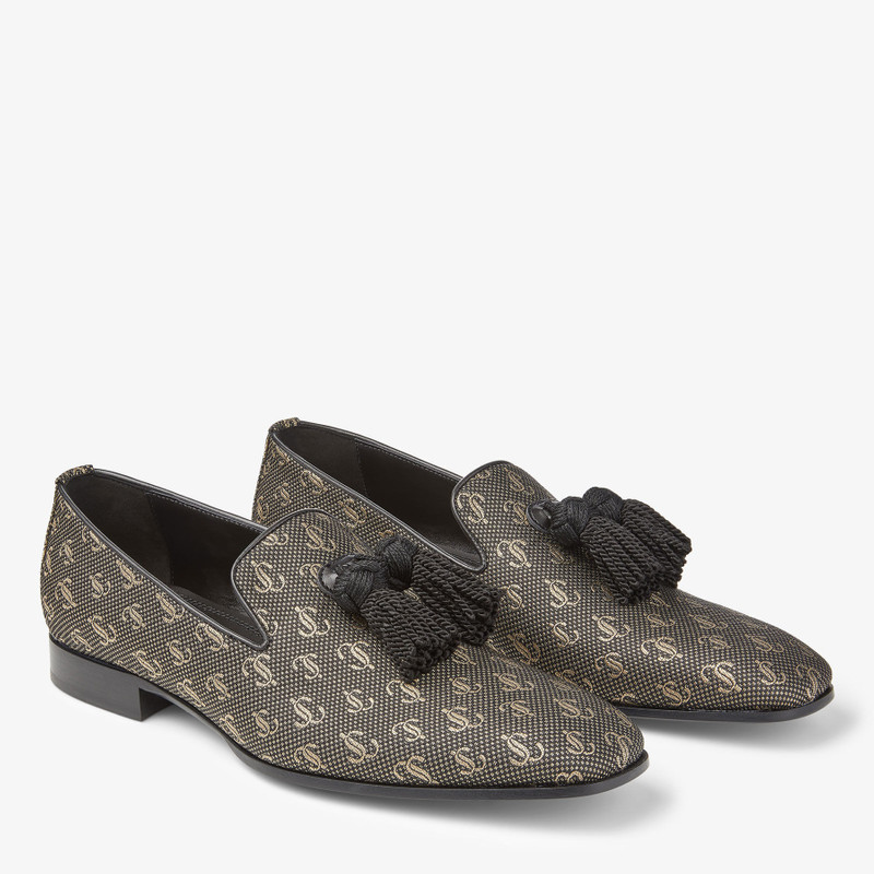 Foxley/M
Black and Gold JC Monogram Jacquard Lurex and Nappa Leather Loafers with Tassel 2