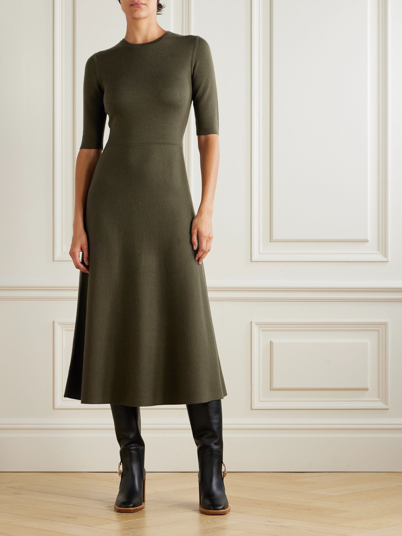 Seymore wool, cashmere and silk-blend midi dress Green - 2