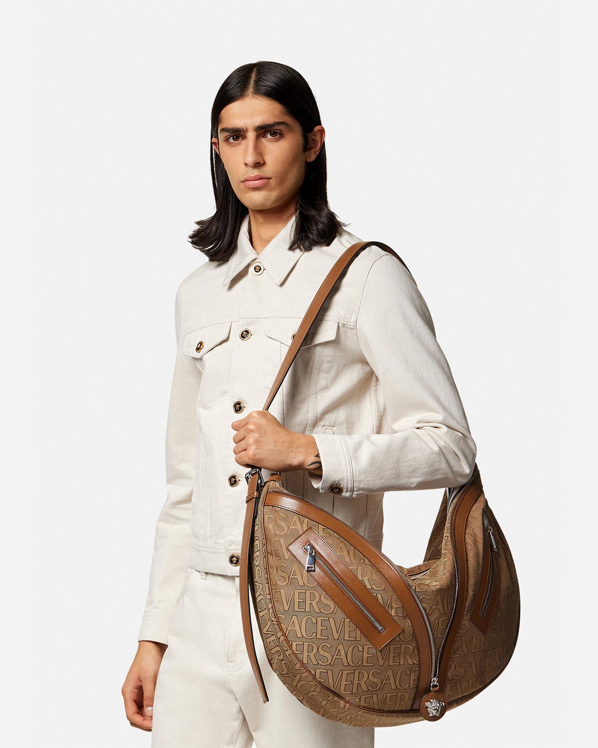 Versace Allover Repeat Large Hobo Bag - 6
