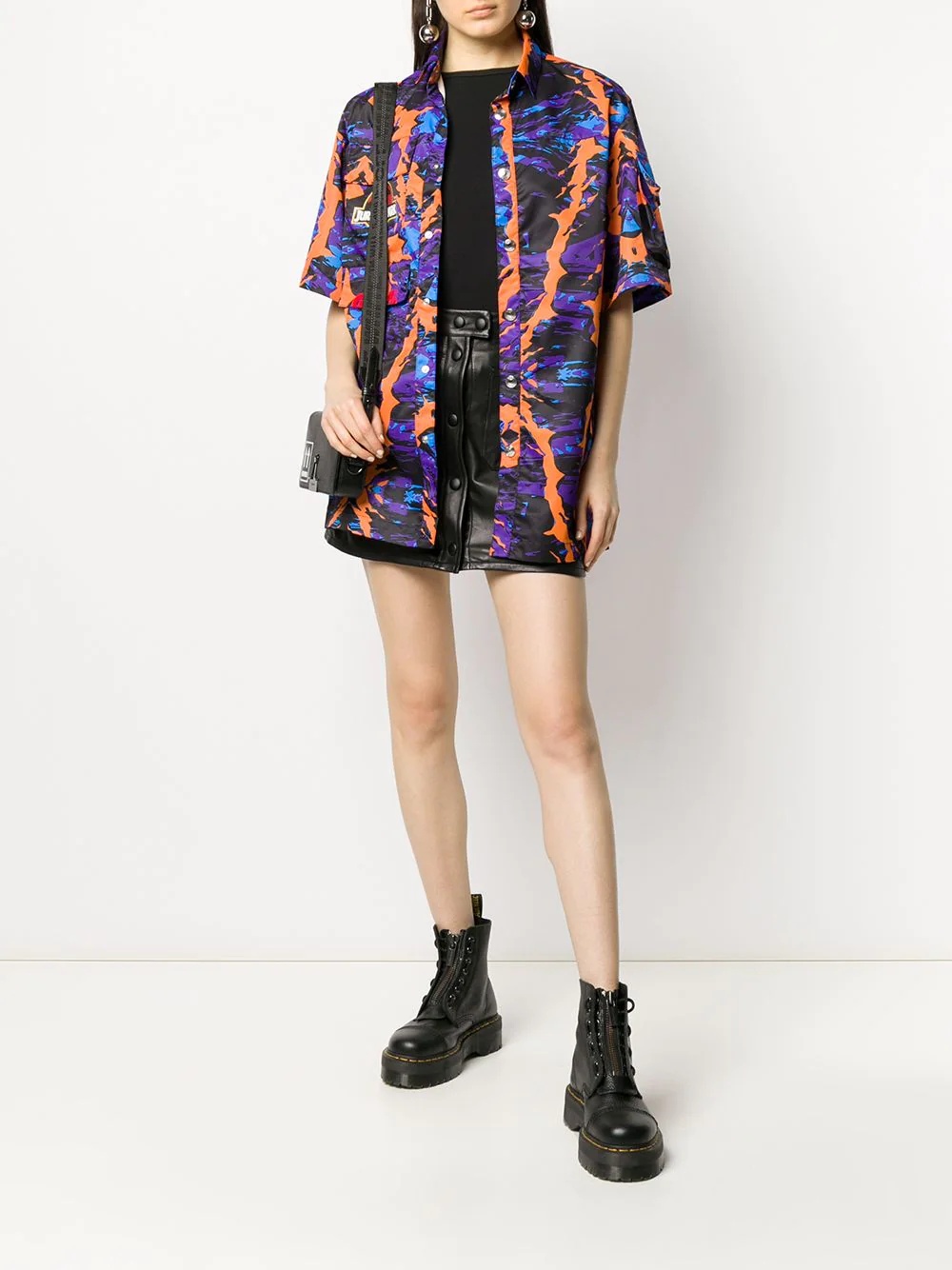 abstract print multi-pocket shirt - 3