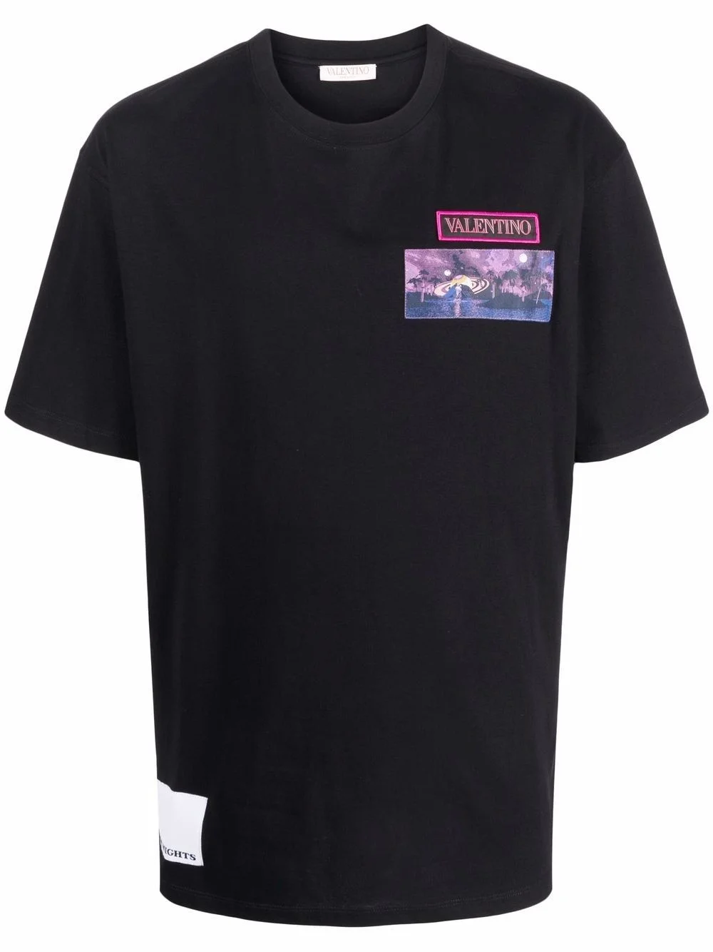 brocade patch round-neck T-shirt - 1