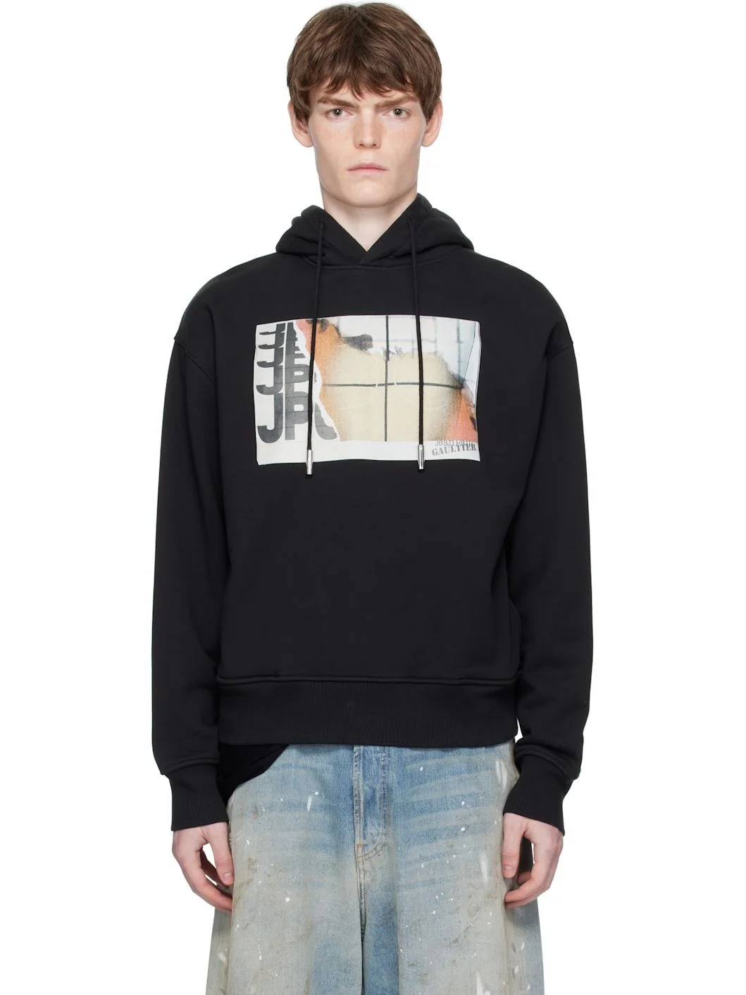 Black Printed Fire Hoodie - 1