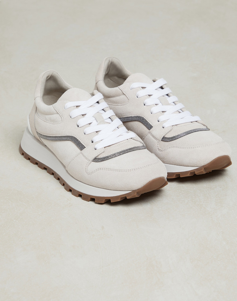 Brunello Cucinelli Suede runners with precious contour outlook