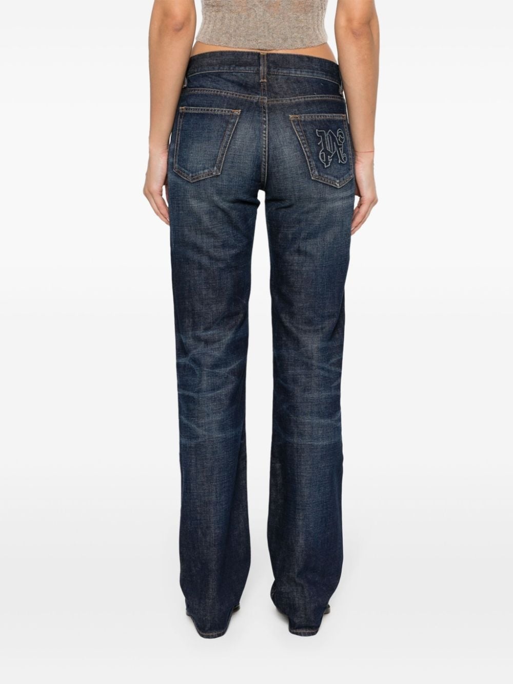 logo-embroidered straight-leg jeans - 4