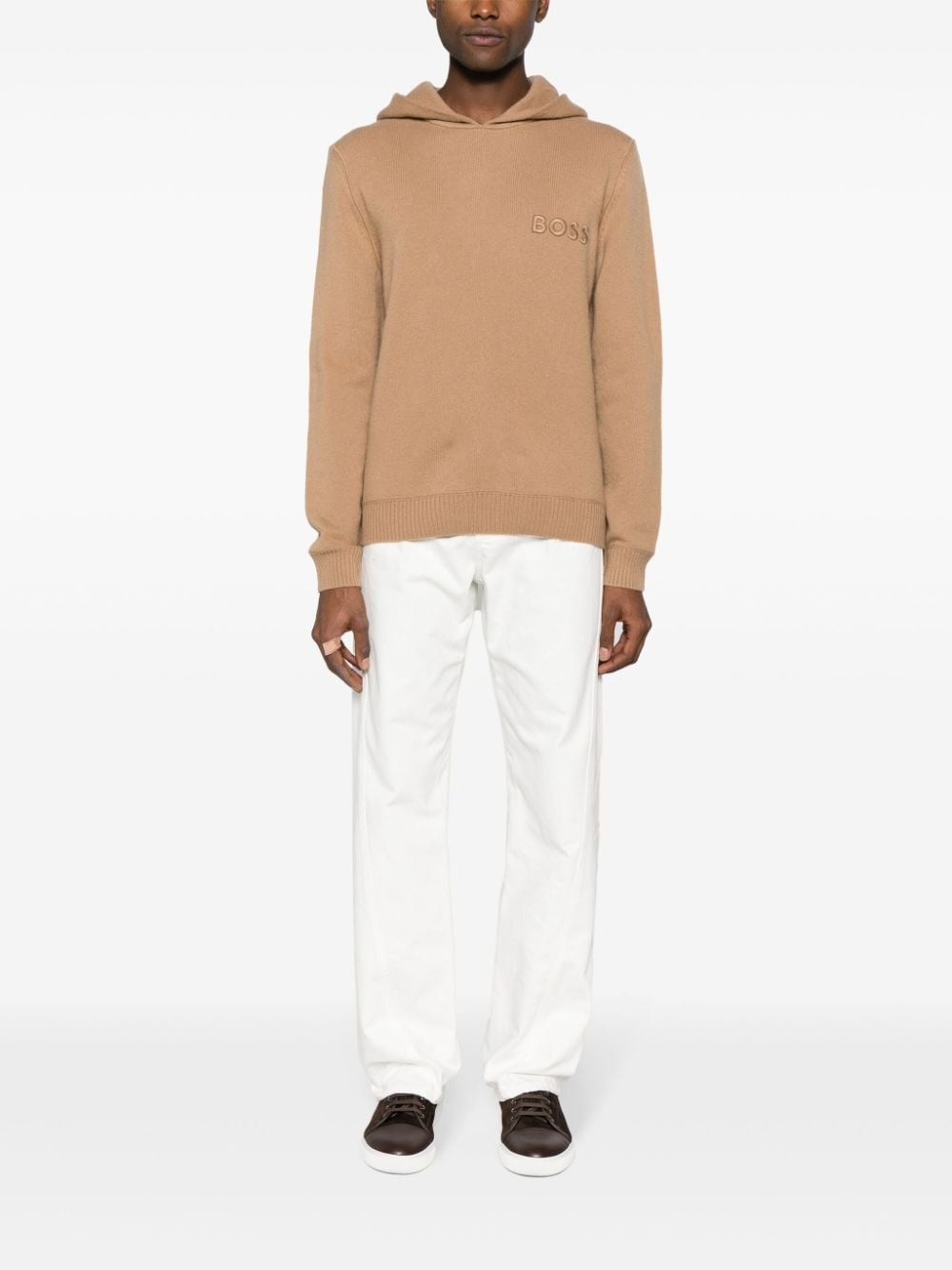 logo-embroidered hooded jumper - 2