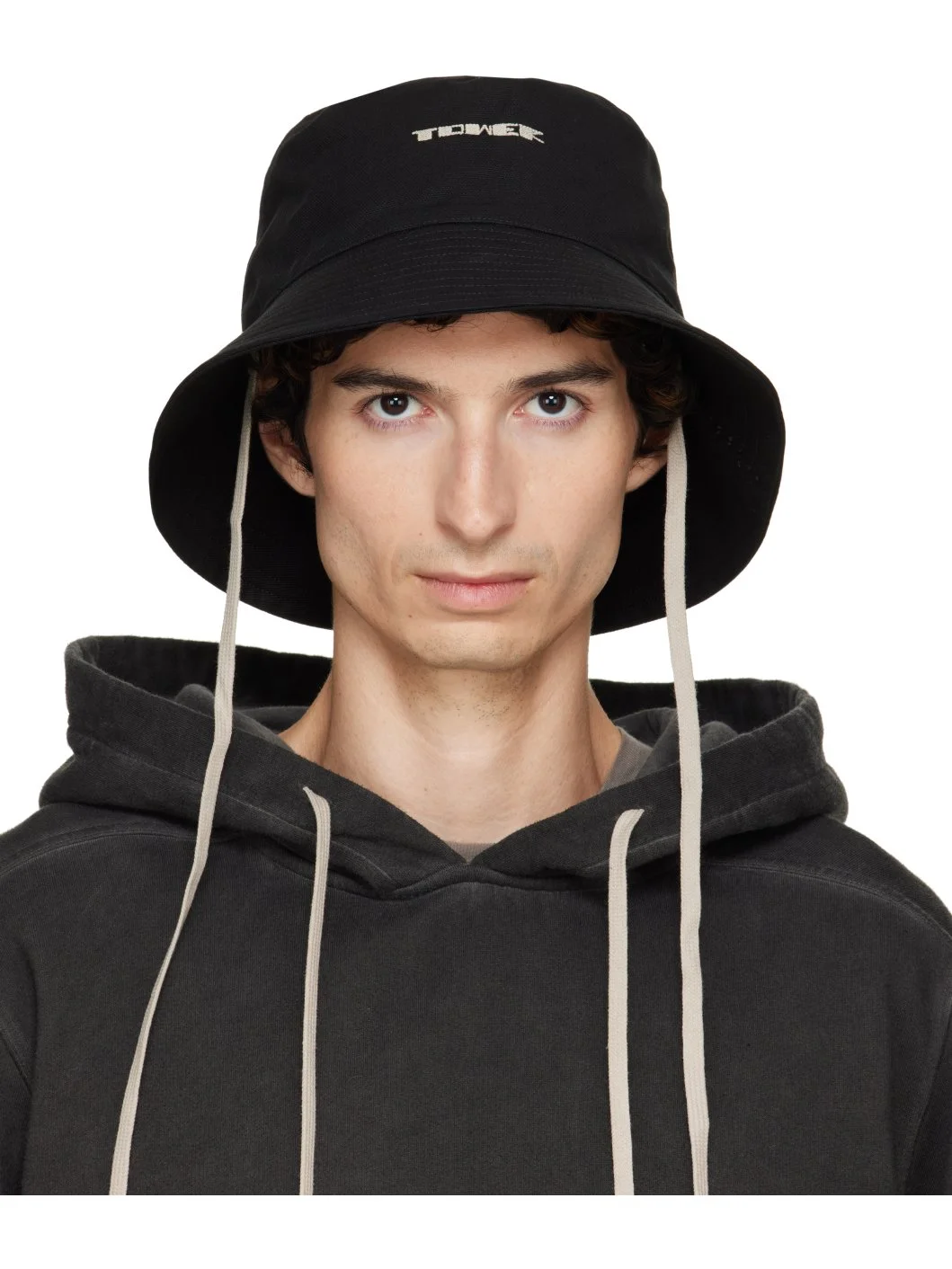 Black 'Tower' Bucket Hat - 1