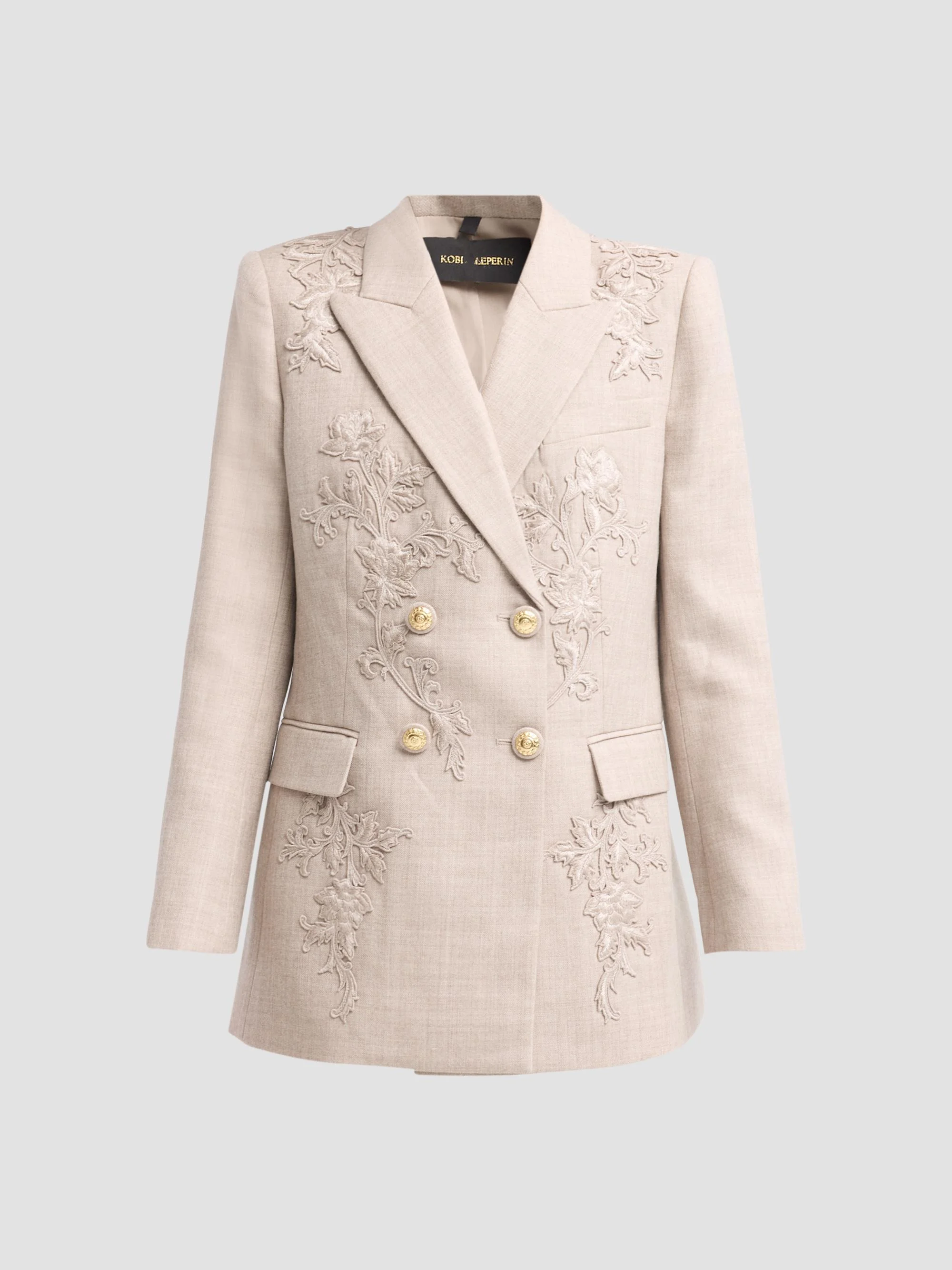 Women's Violet Embroidered Twill Blazer - Oat - 1