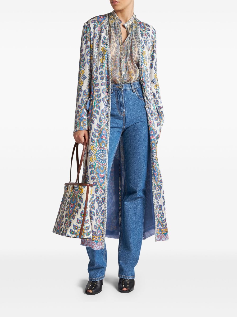 paisley-print duster coat - 2