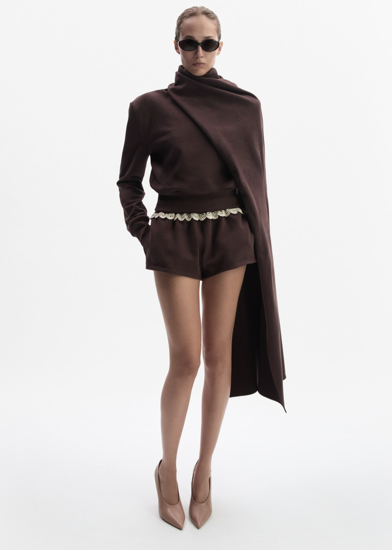 MAGDA BUTRYM Draped scarf sweatshirt in brown outlook