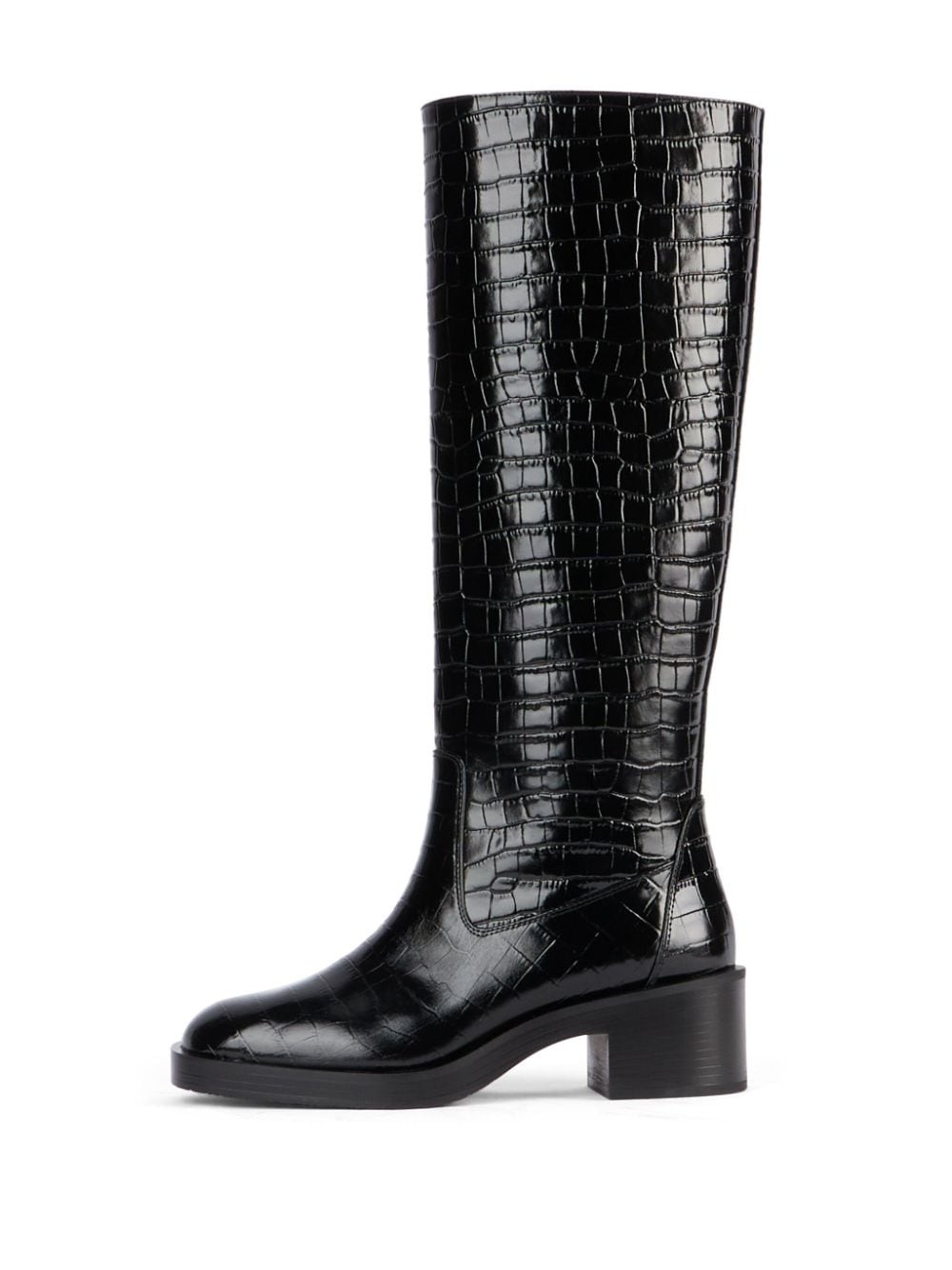 crocodile-embossed leather boots - 3