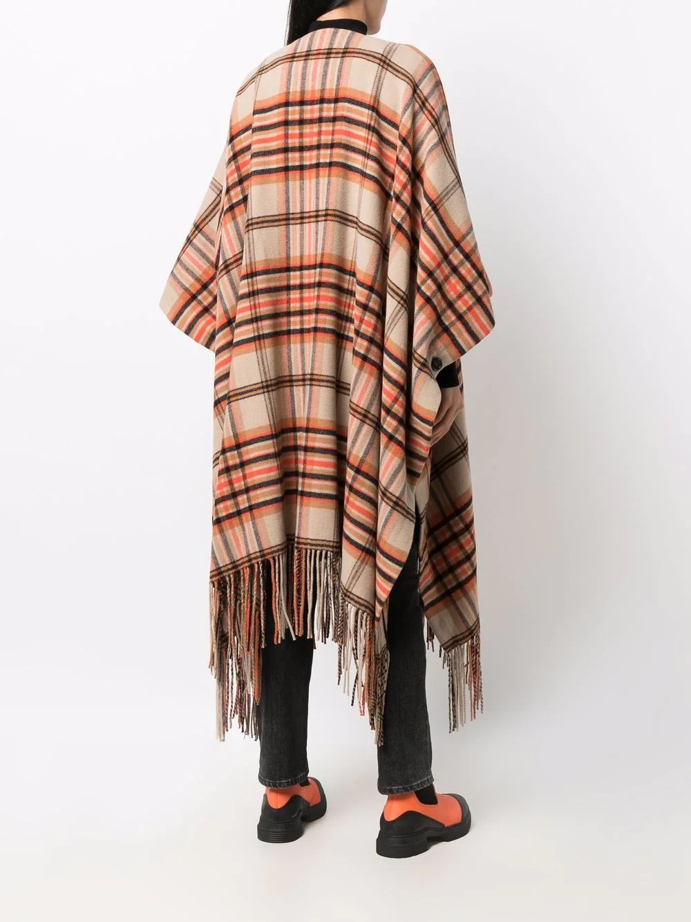 fringed tartan cape - 4