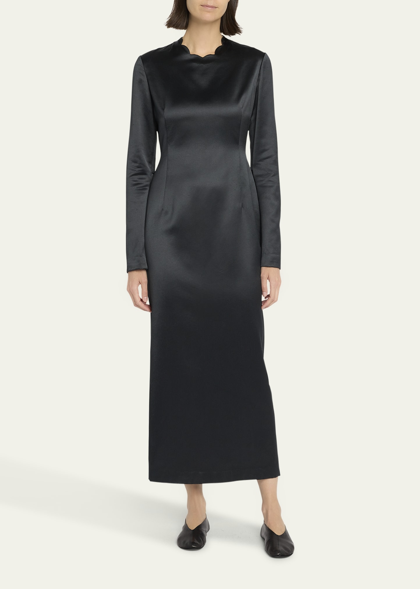 Mitzi Long-Sleeve Silk Satin Dress - 2