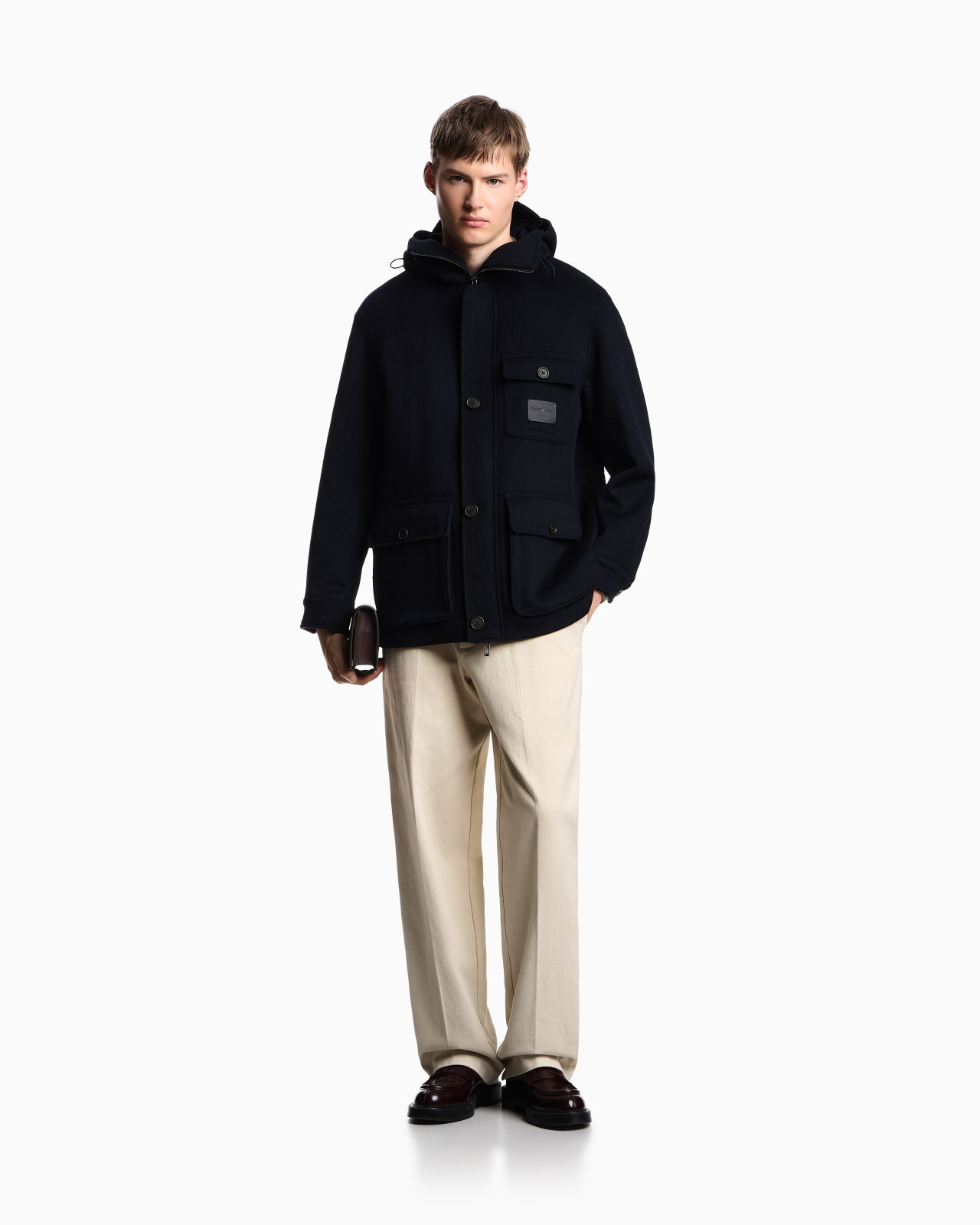 HOODED BLOUSON IN WOOL CLOTH - 2
