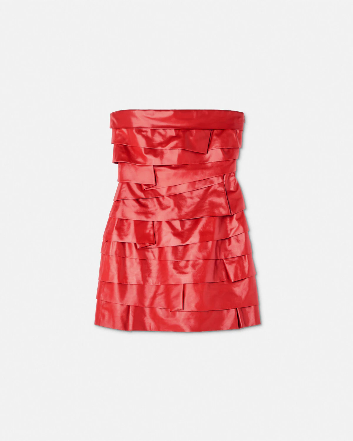 Strapless Leather Mini Dress - 1