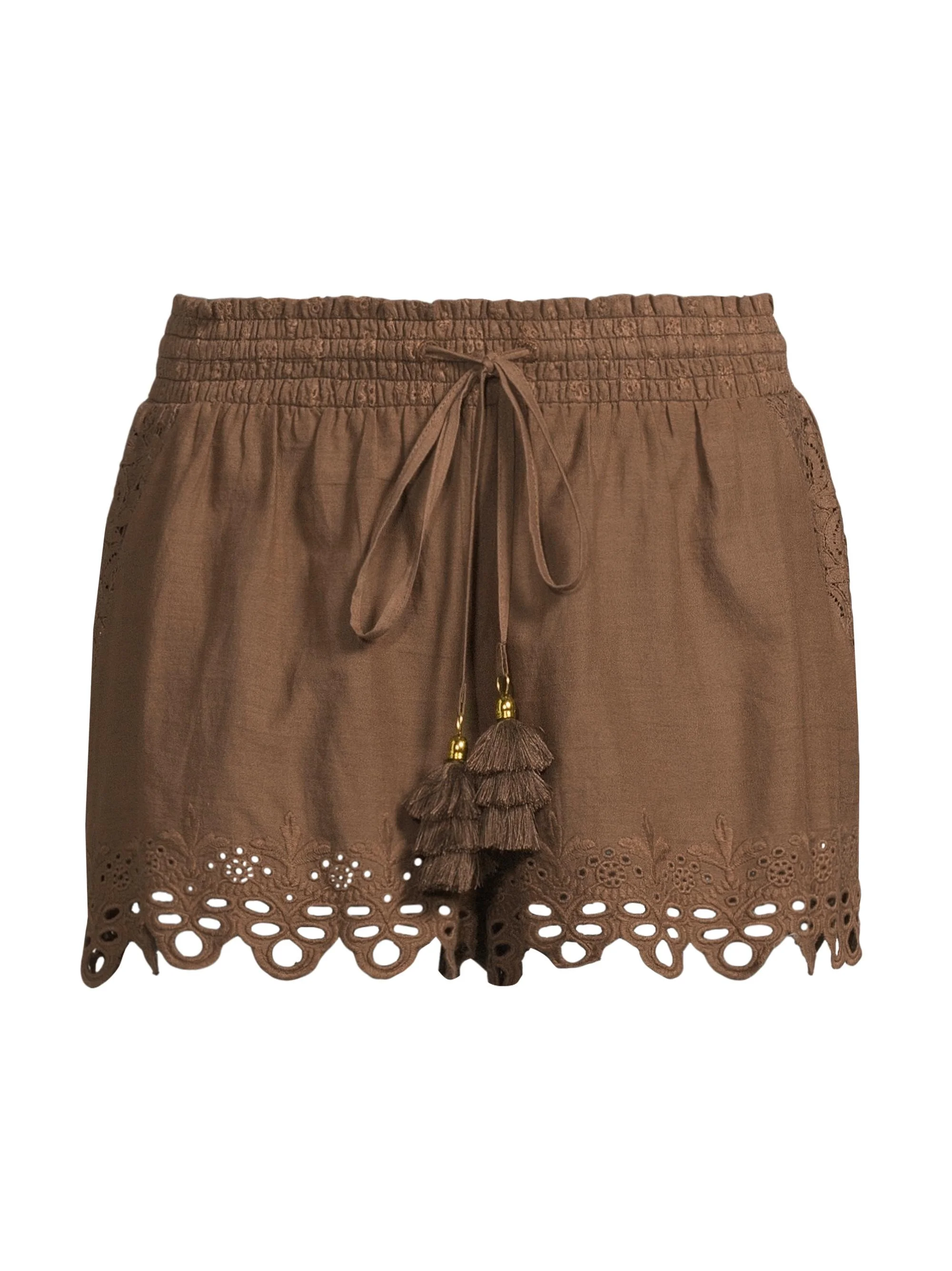 Women's Diane Cotton Cover-Up Shorts - Beach Brown - 1