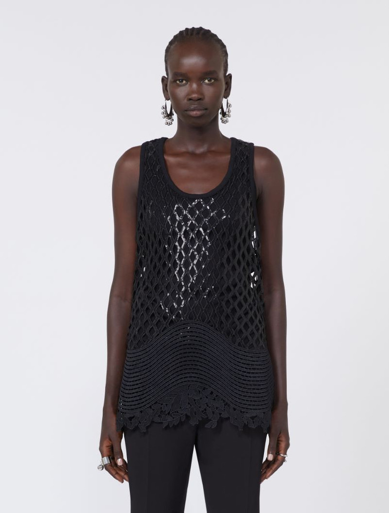Sequinned mesh top - black 3