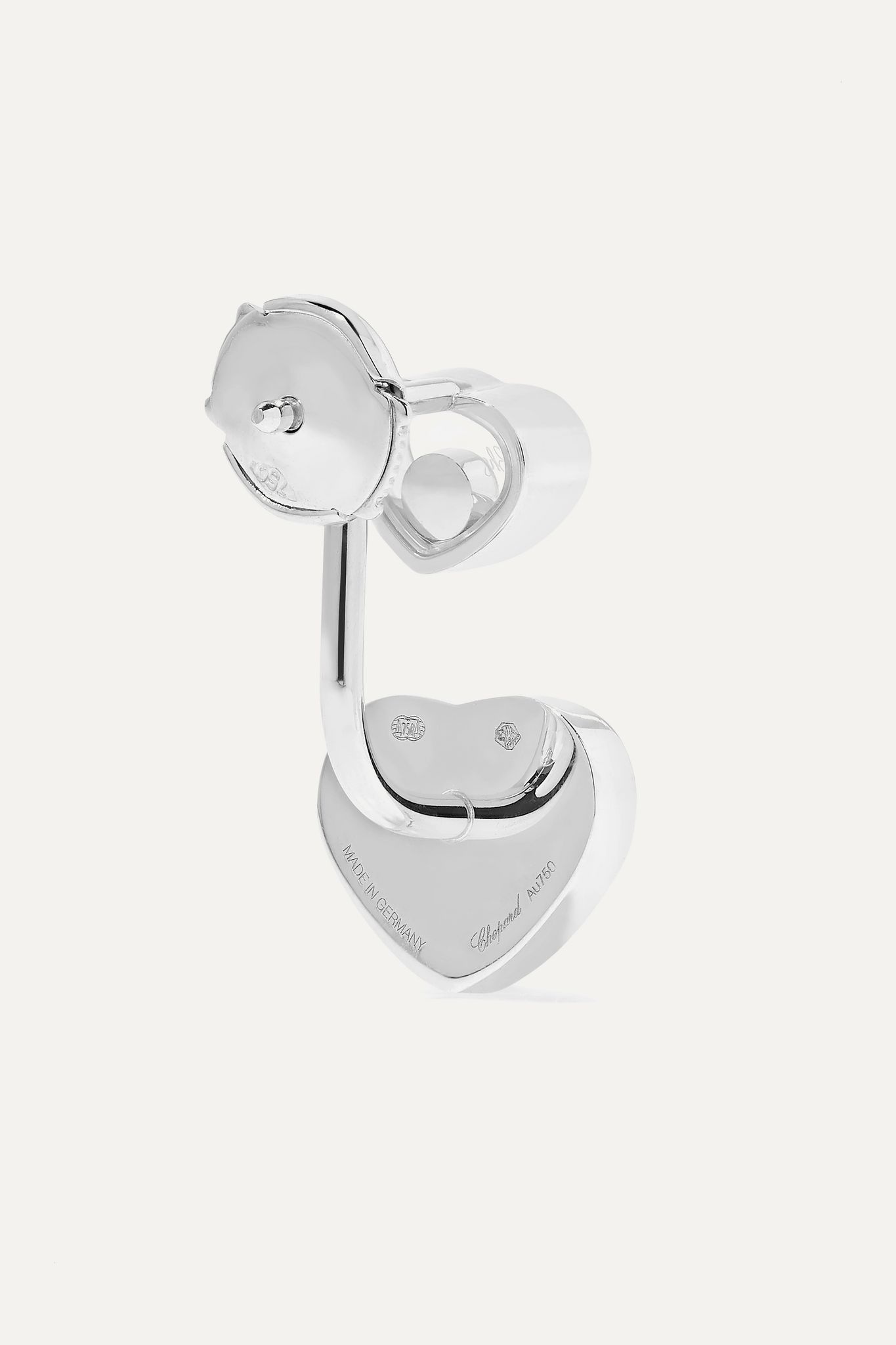 Happy Hearts 18-karat white gold diamond earrings - 3