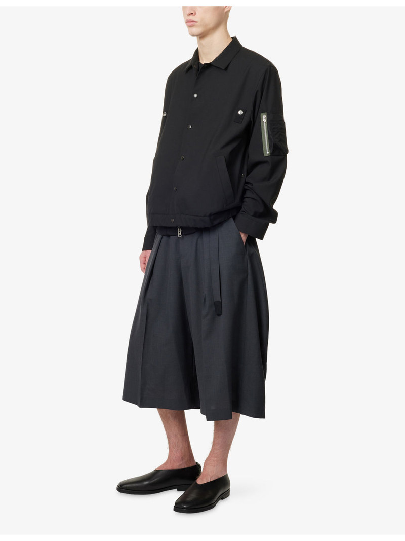 sacai Cropped Wide-Leg Wool-Blend Trousers outlook