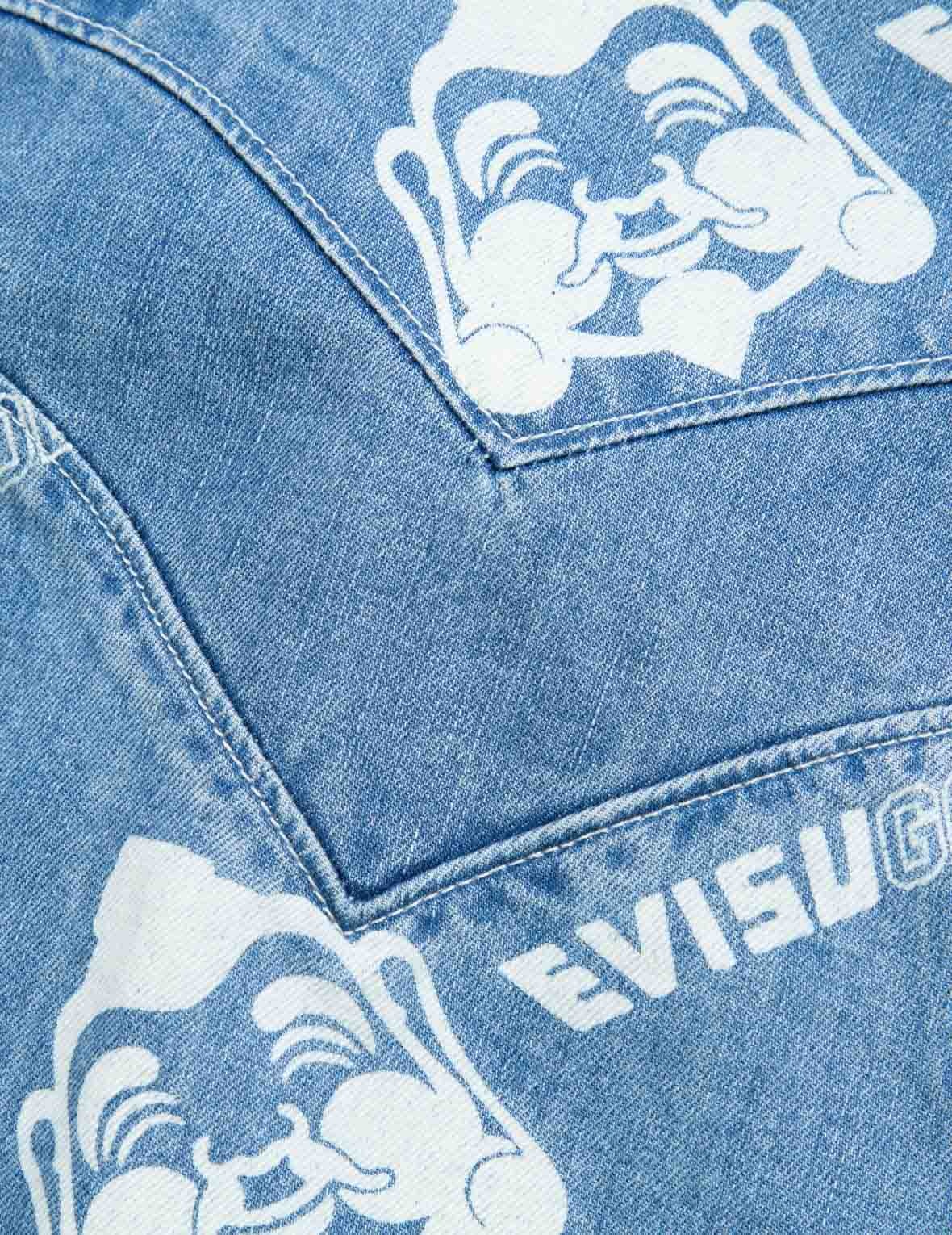 Allover Godhead and Logo Discharged  Print Denim Shirt - 15