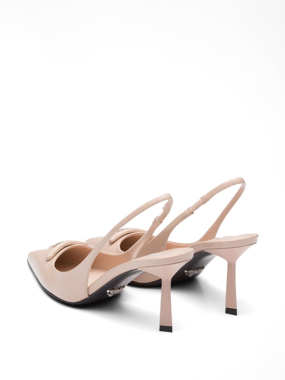 75mm brushed leather slingback pumps - 3