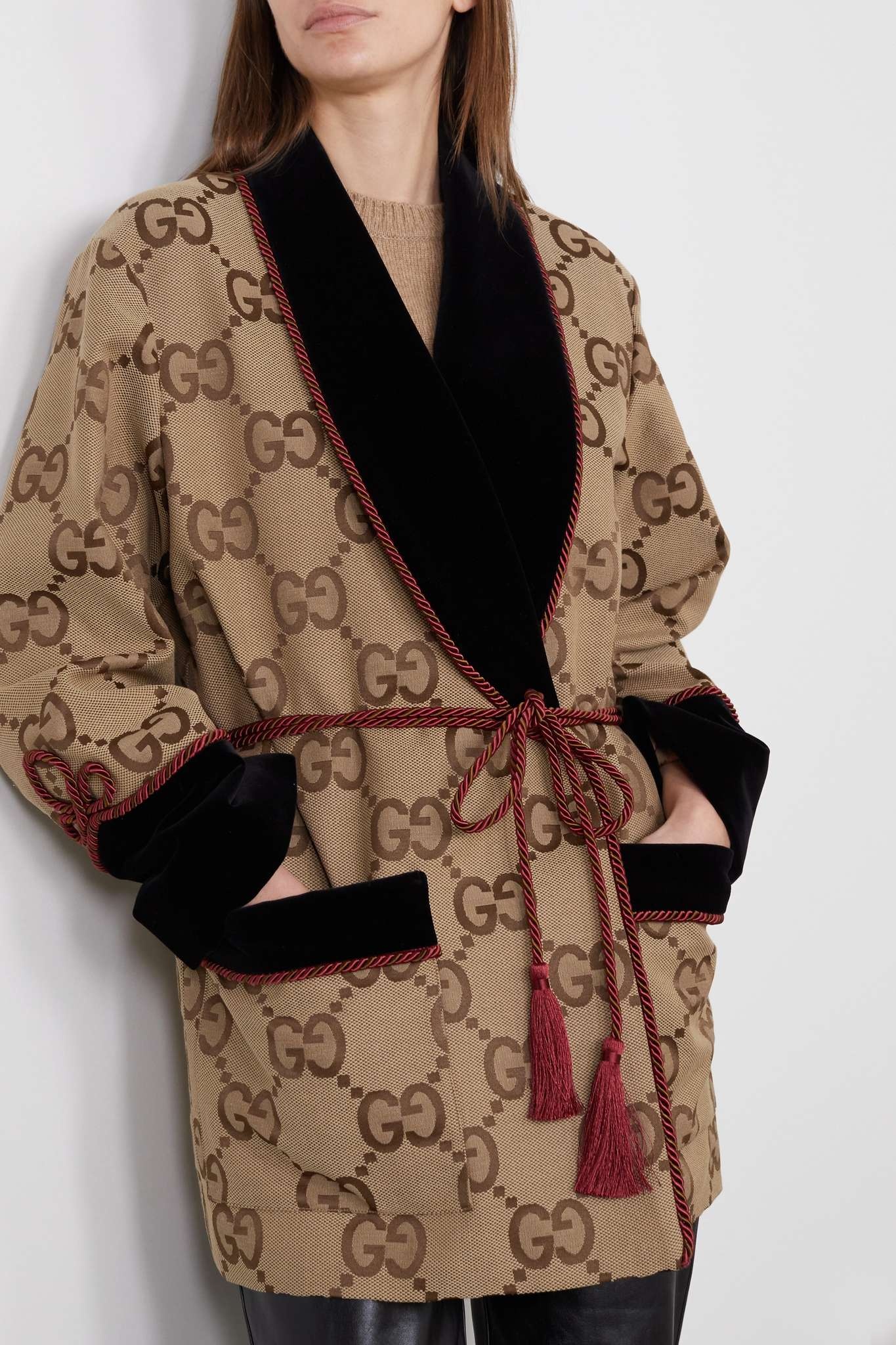 Chinese New Year velvet and rope-trimmed embroidered cotton-blend canvas-jacquard jacket - 3