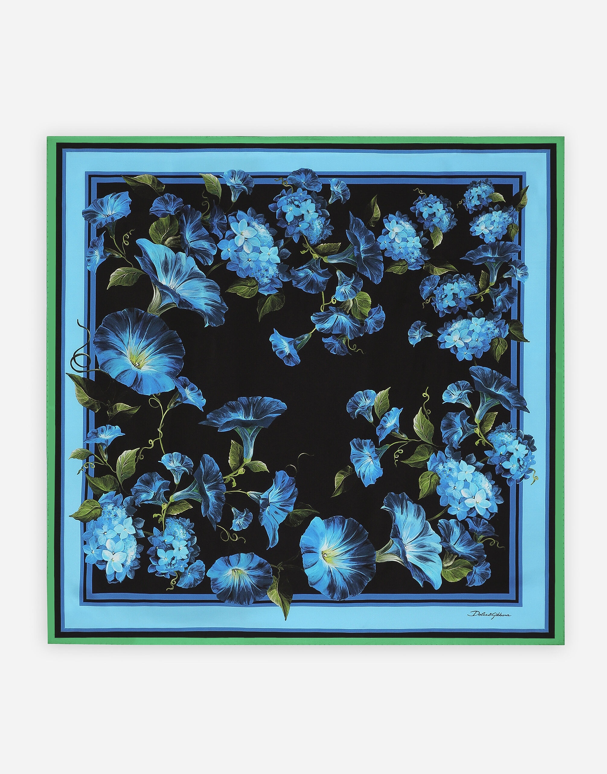 Bluebell-print twill scarf (90 x 90) - 1
