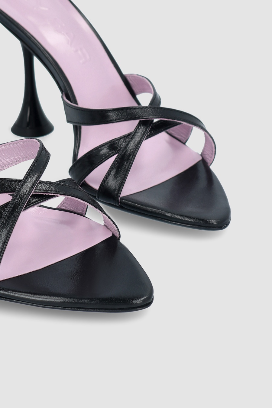 Juliette Black Creased Leather Sandal - 3