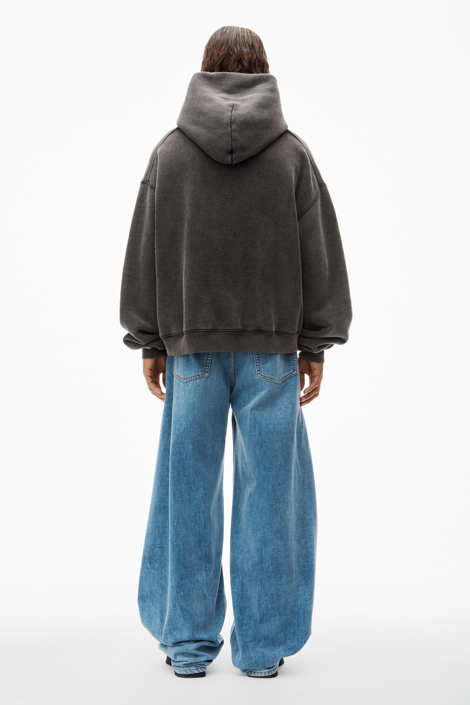 Distressed Skyline Hoodie in Sueded Cotton Terry - 4