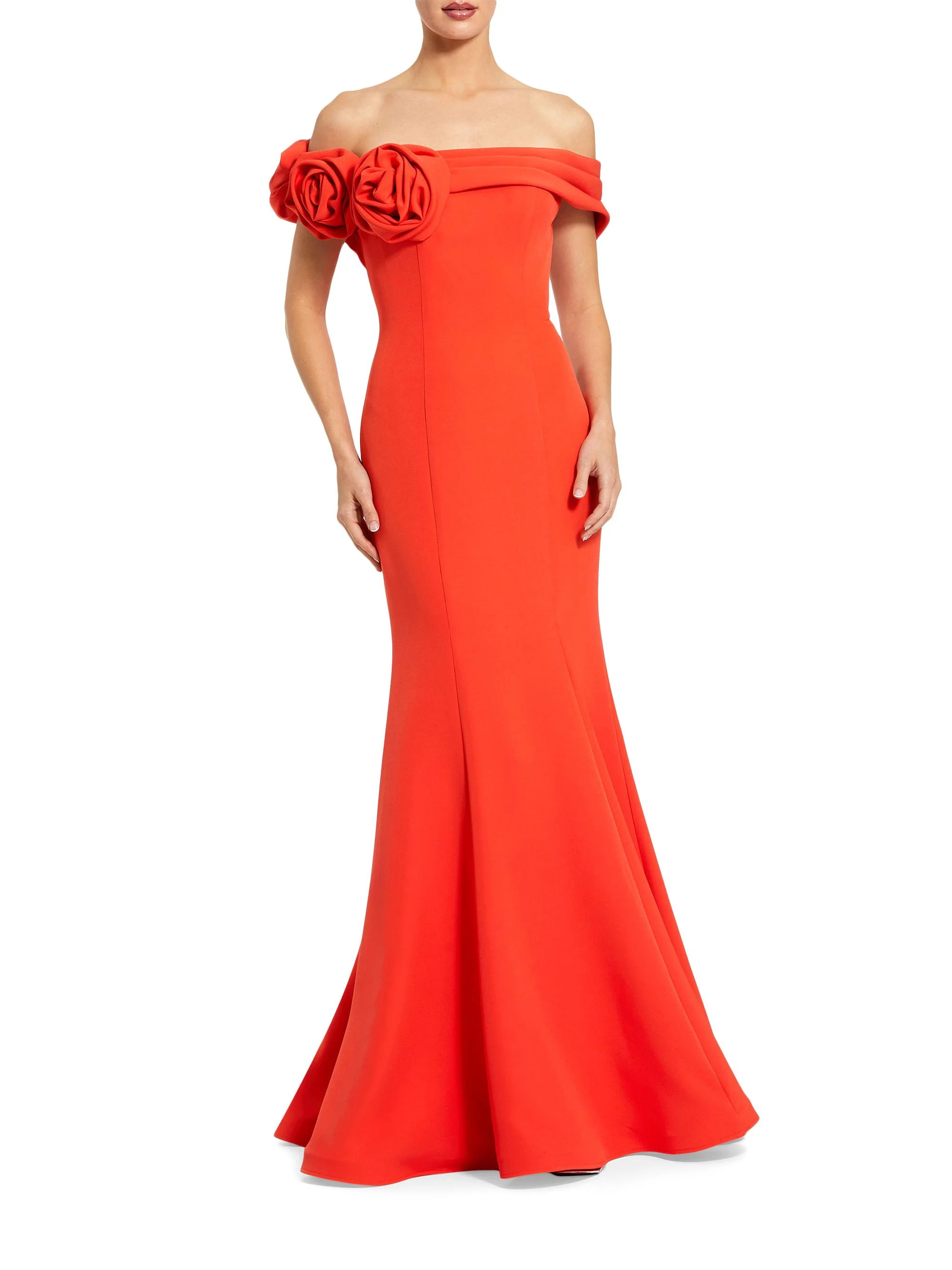 Women's Ieena One Satin Off-The-Shoulder Gown - Cayenne - 1