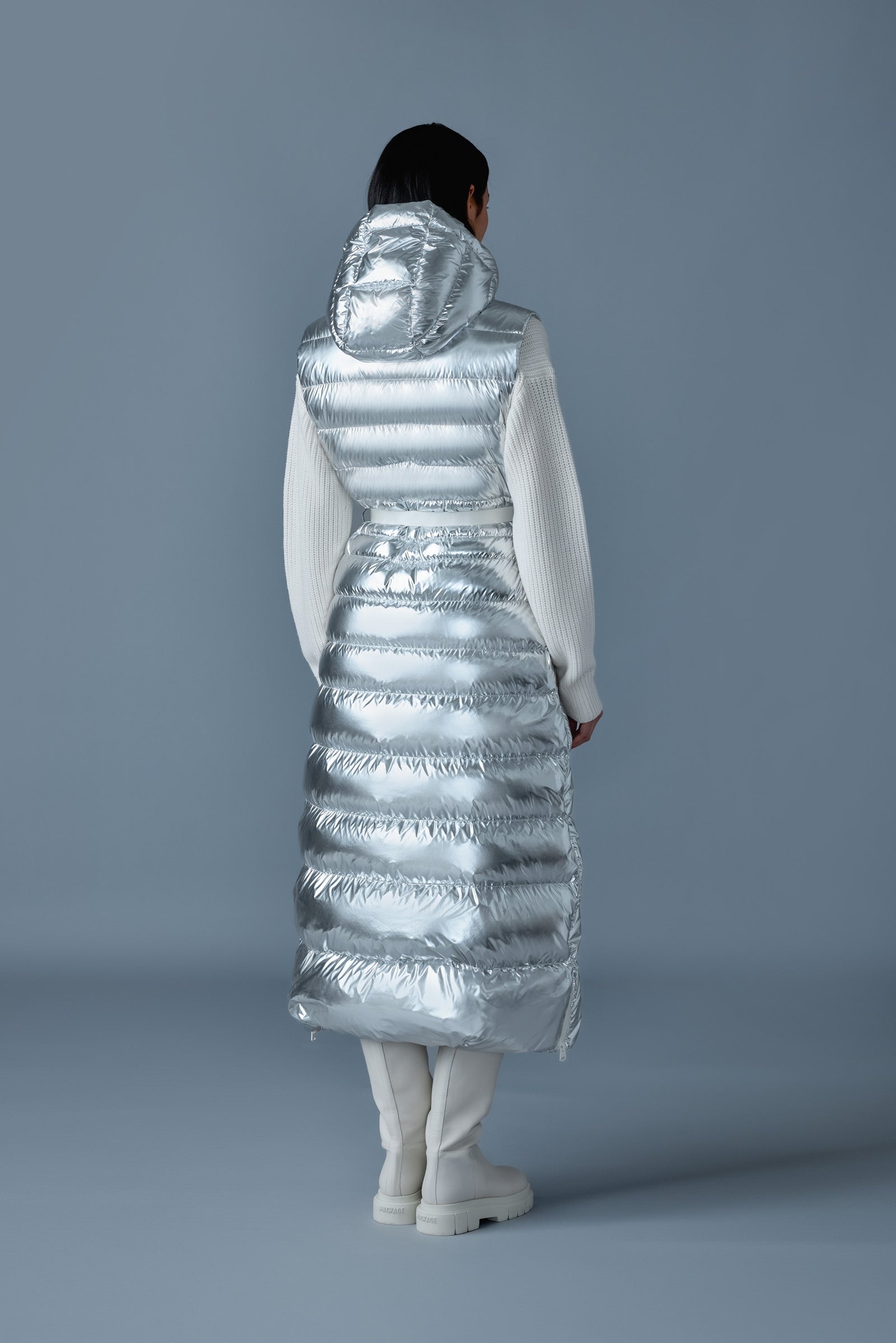 IVANKA-MSF Sleeveless metallic laminate snowflake coat - 5