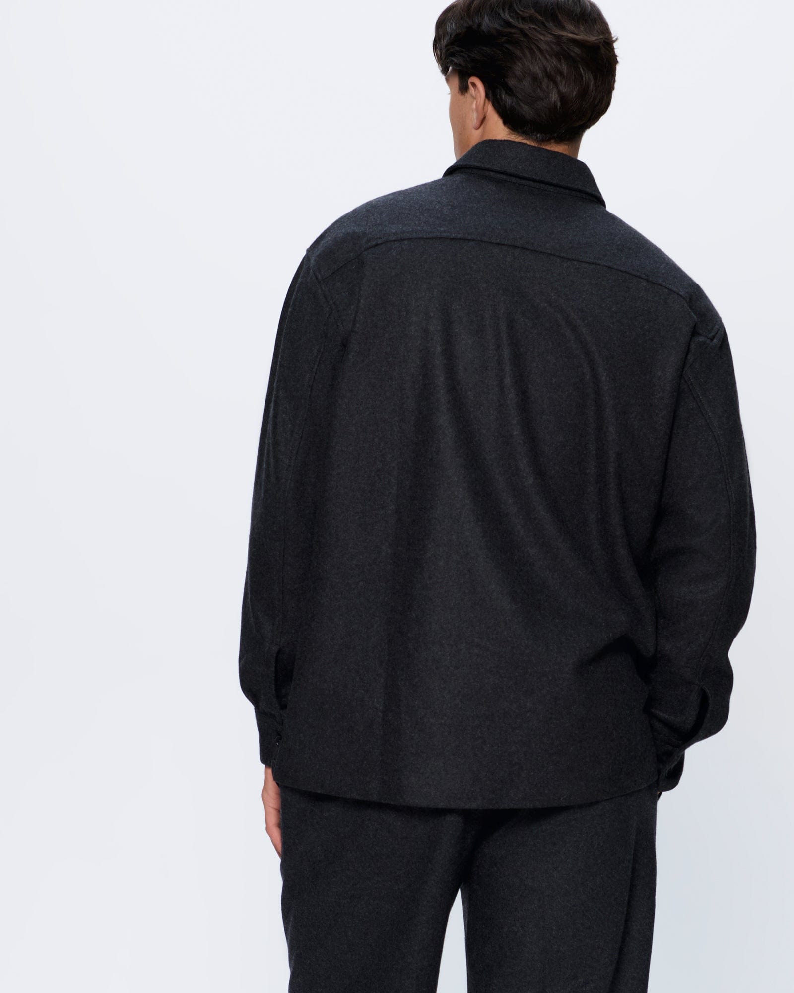 Mens Recycled Wool Long-Sleeve Shirt - Mercury Grey - 5