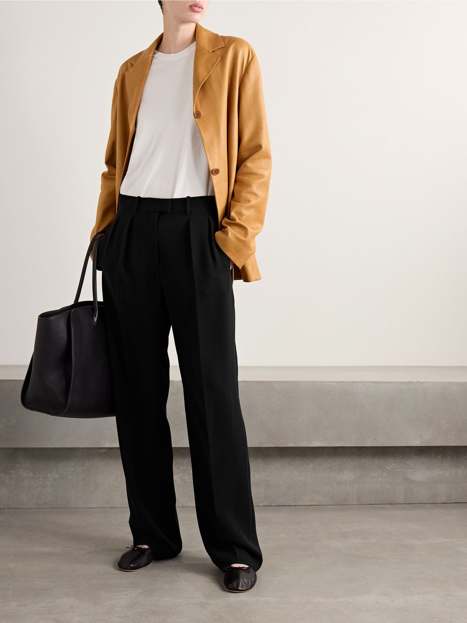 Alfidis pleated cotton-crepe wide-leg pants Black - 2