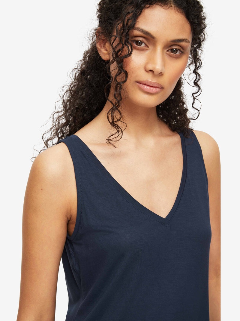 Women's Short Vest Pyjamas Lara Micro Modal Stretch Navy - 6