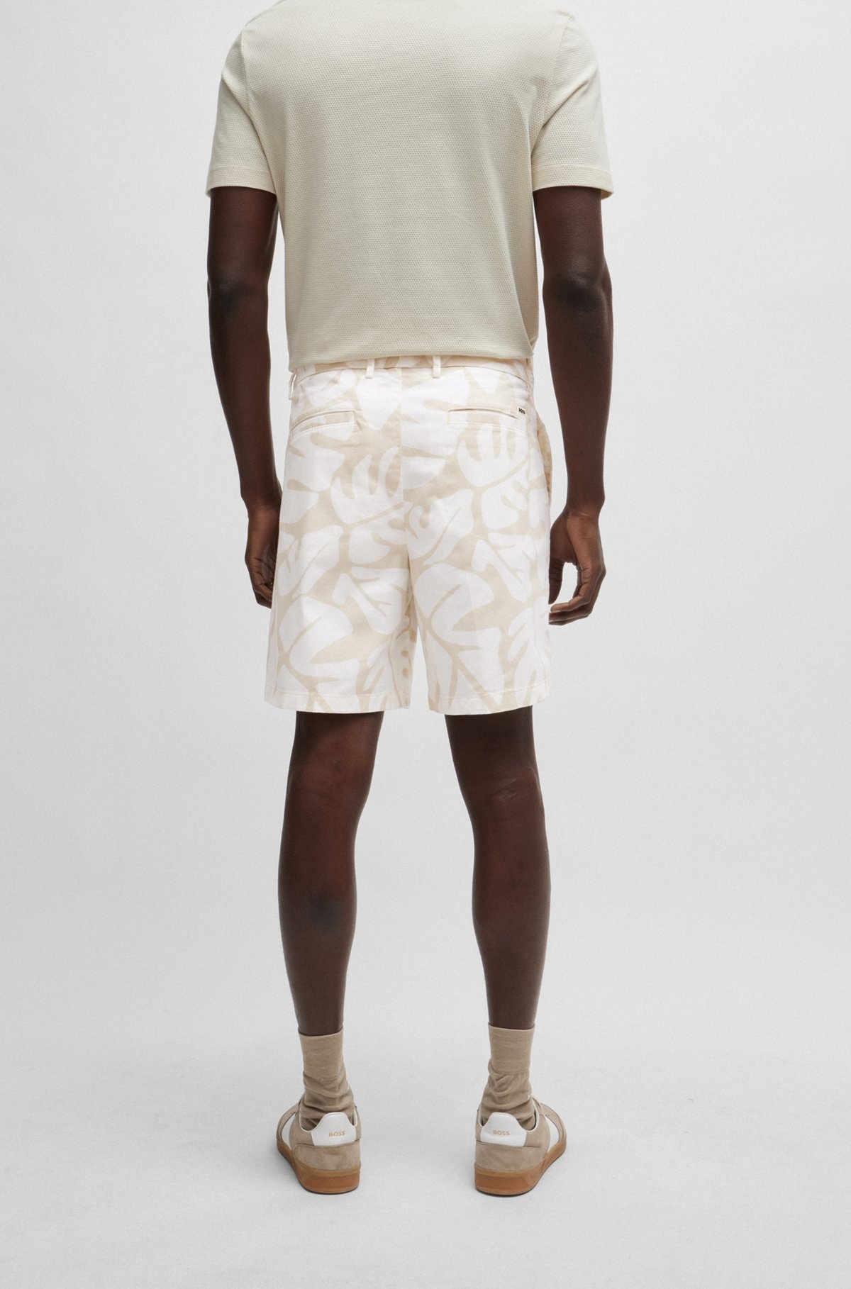 REGULAR-FIT SHORTS IN PRINTED STRETCH-COTTON TWILL - 4