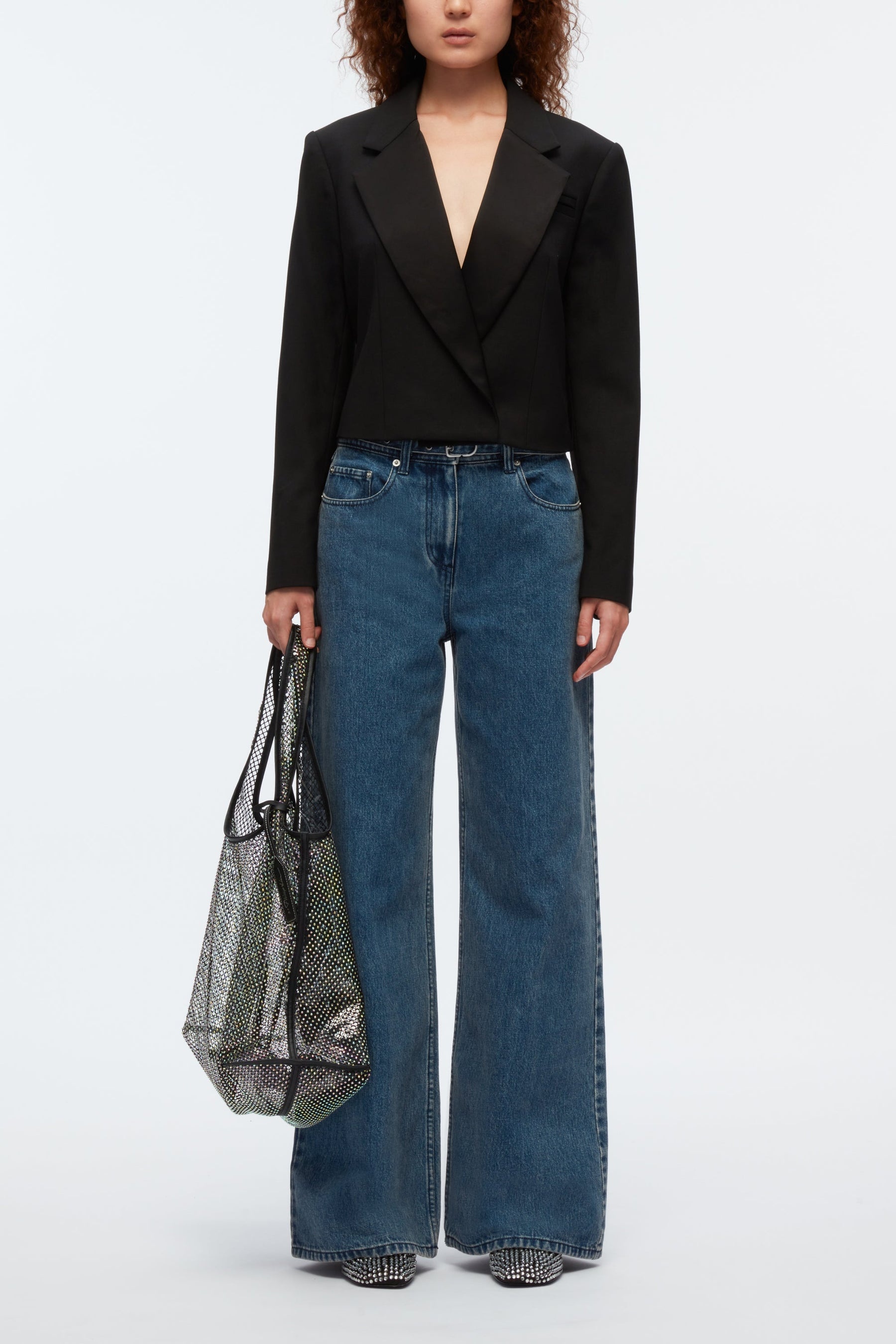 Cropped Tuxedo Blazer - 1