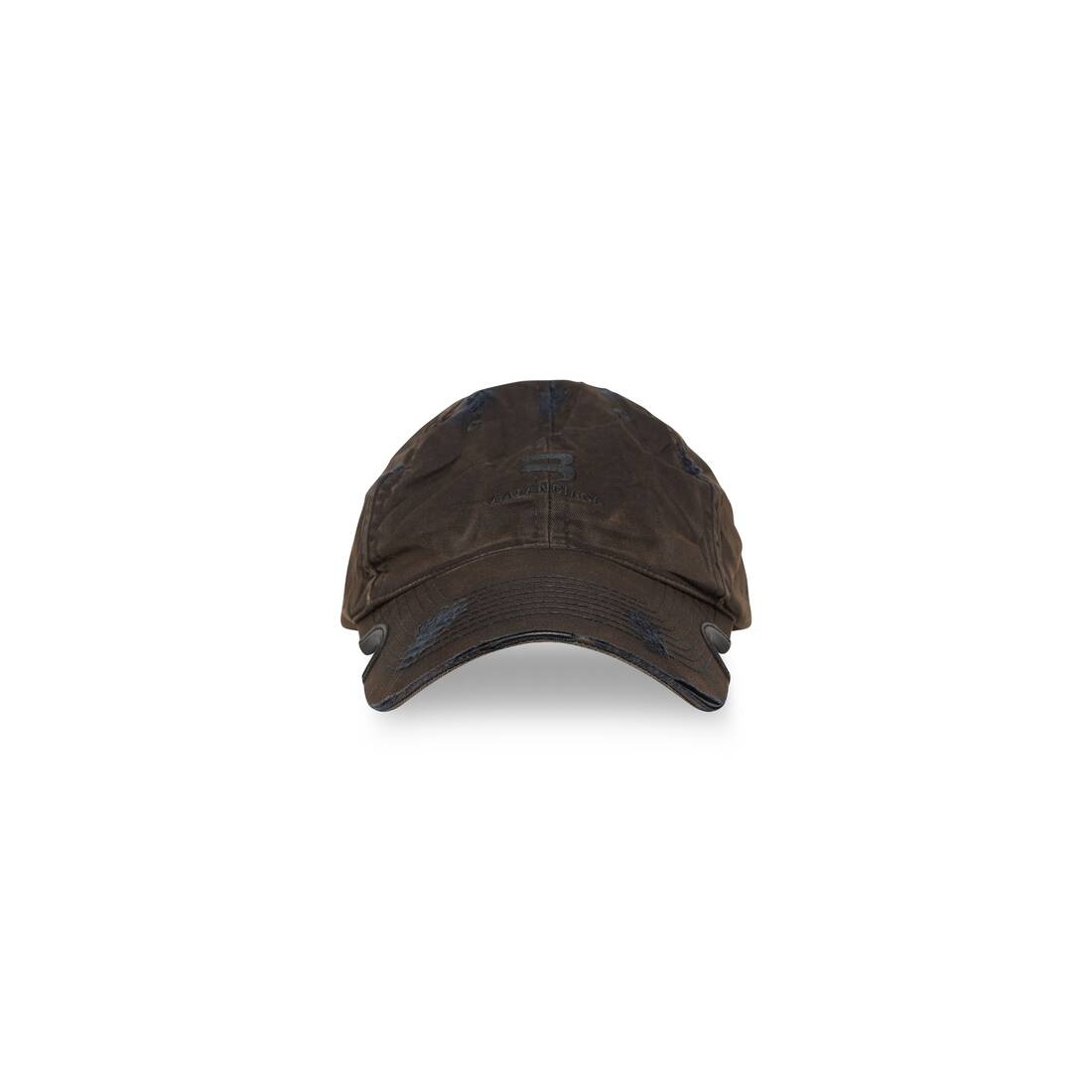 BALENCIAGA Men's Sporty B Sunfaded Cap in Black | REVERSIBLE