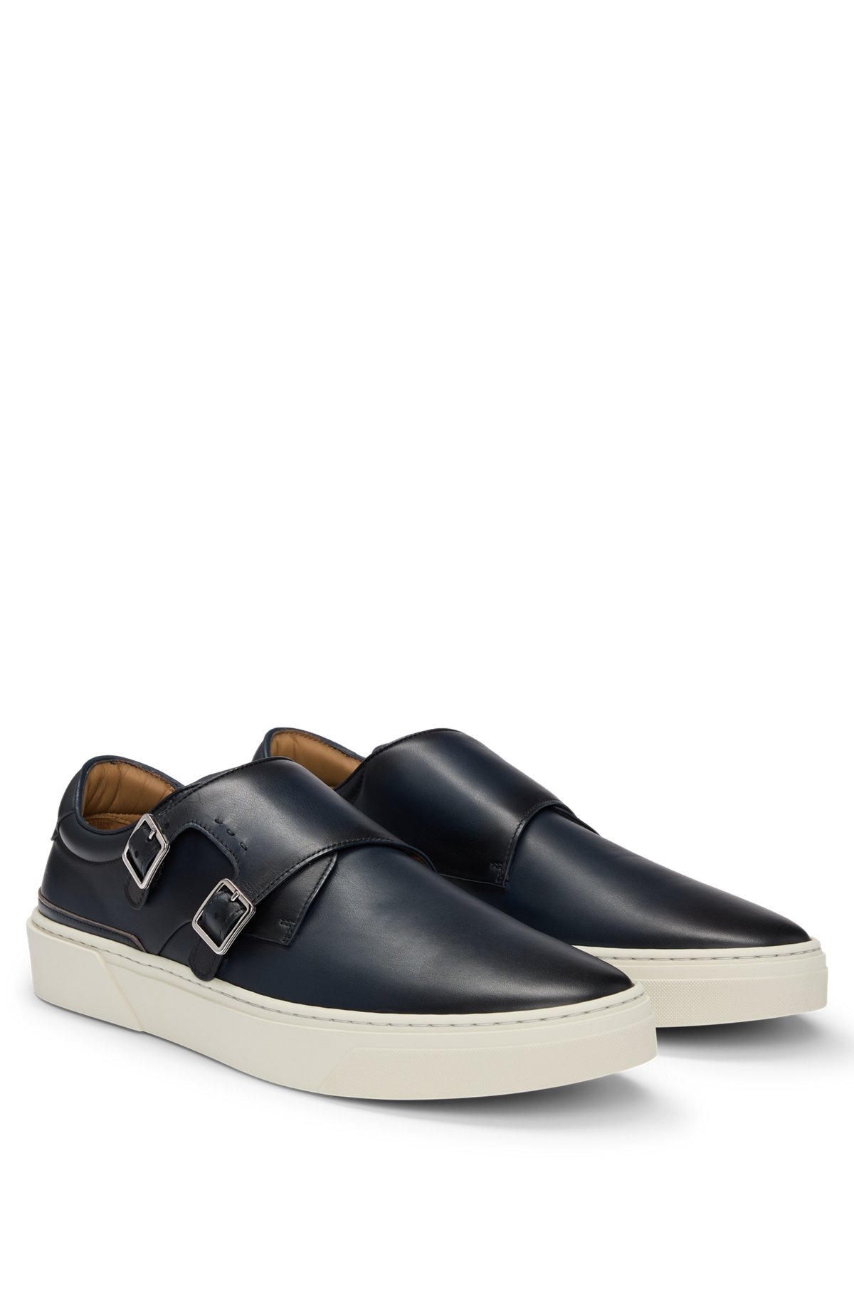 BURNISHED-LEATHER TRAINERS WITH DOUBLE MONK STRAP - 2