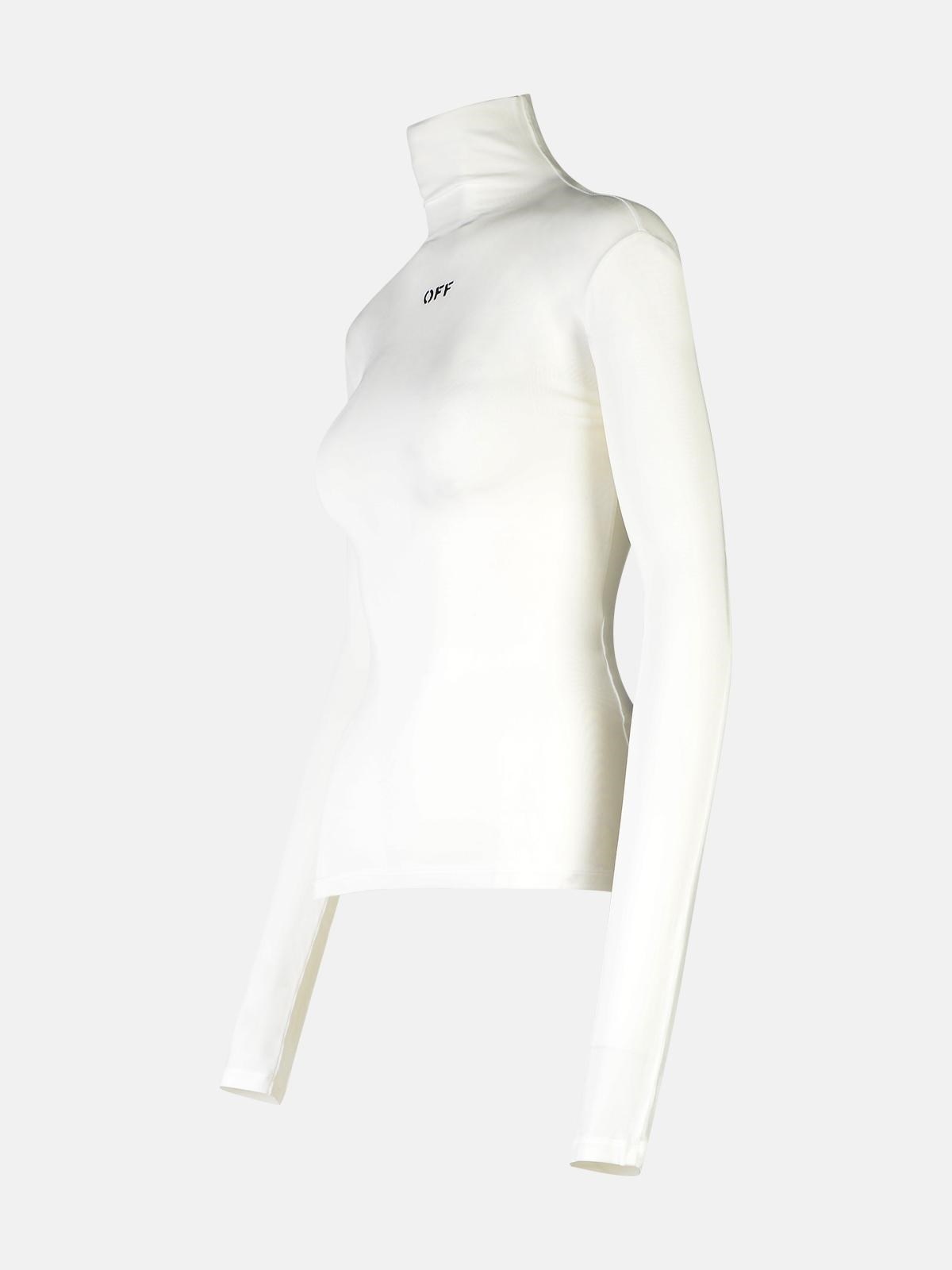 WHITE VISCOSE TURTLENECK SWEATER - 2